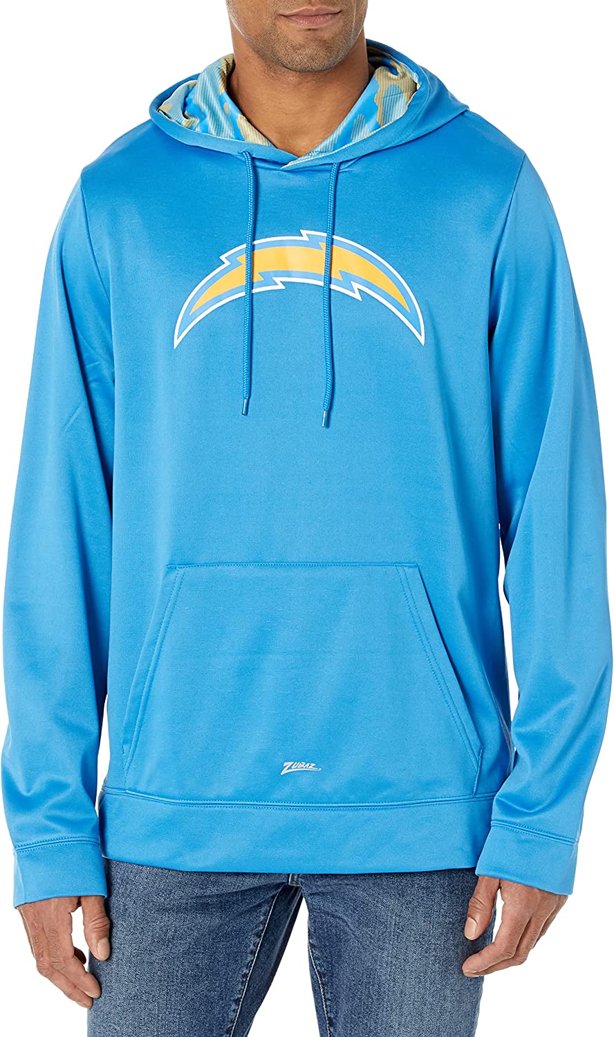 Zubaz Los Angeles Chargers NFL Men's Team Color Hoodie with Team Camo Liner