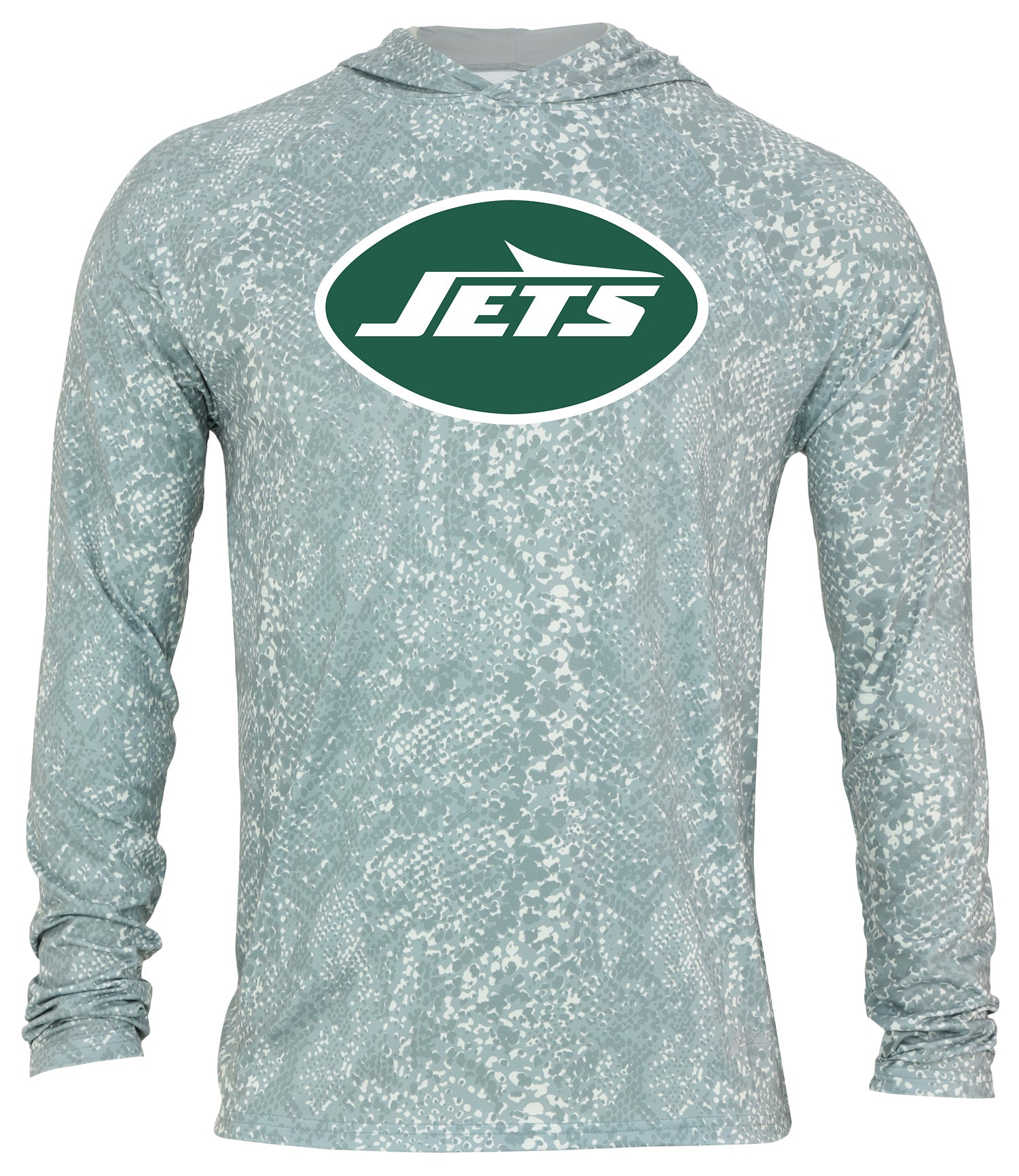 Zubaz NFL Men's Light Weight All Over Post Gray Tonal Hoodie, With Primary Logo, New York Jets