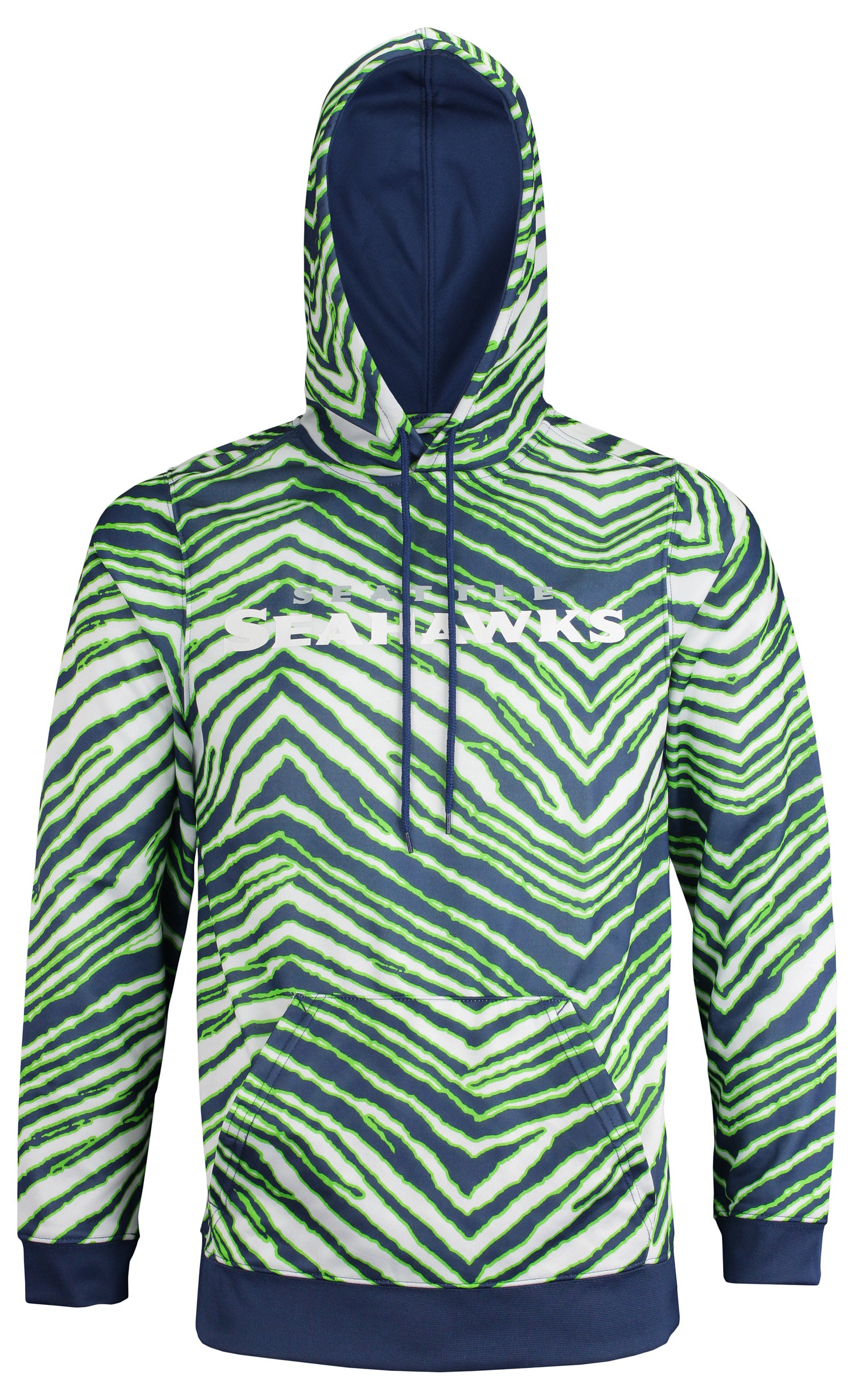 Zubaz NFL Football Men's Seattle Seahawks Zebra Print Touchdown Hoodie