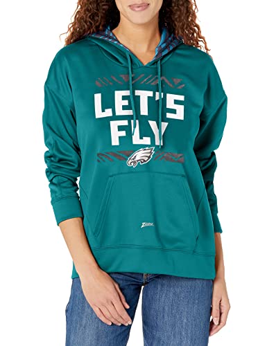 Zubaz NFL Women's Philadelphia Eagles Solid Team Color Hoodie with Zebra Details