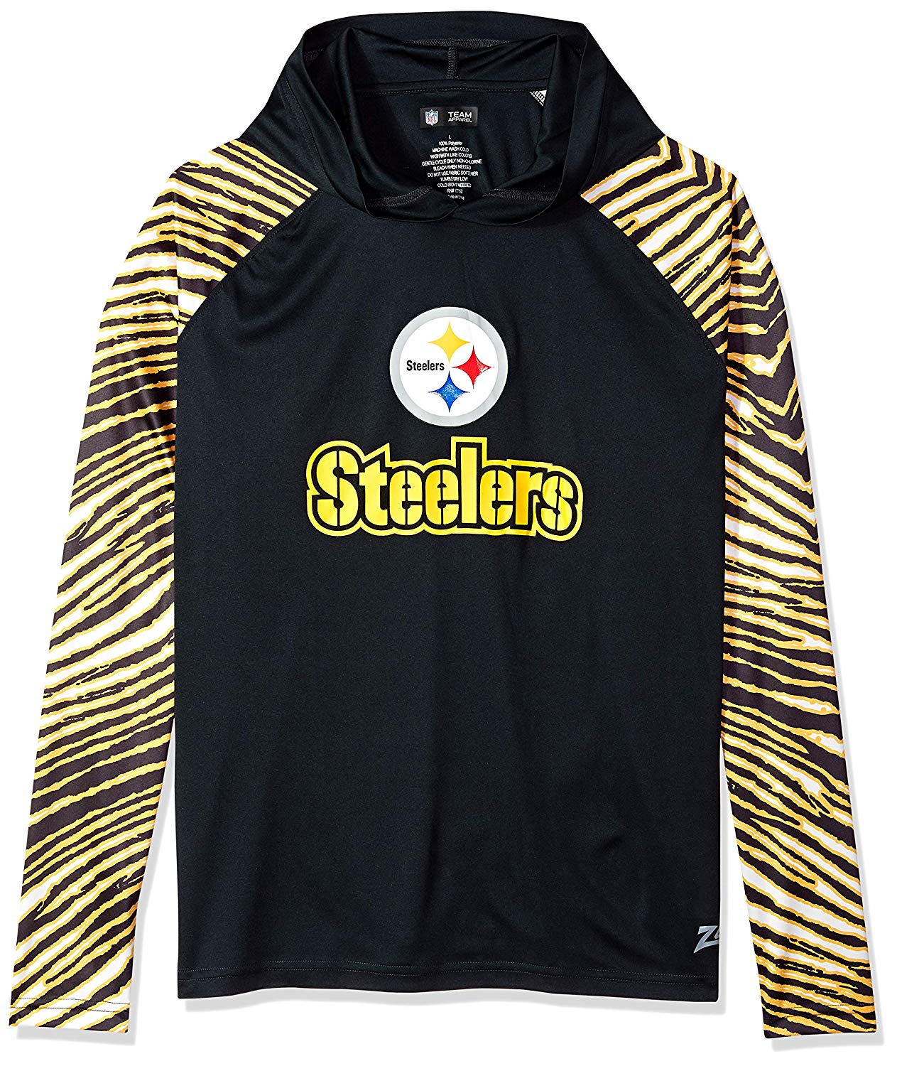 Zubaz NFL Men's Pittsburgh Steelers Light Weight Zebra Hoodie