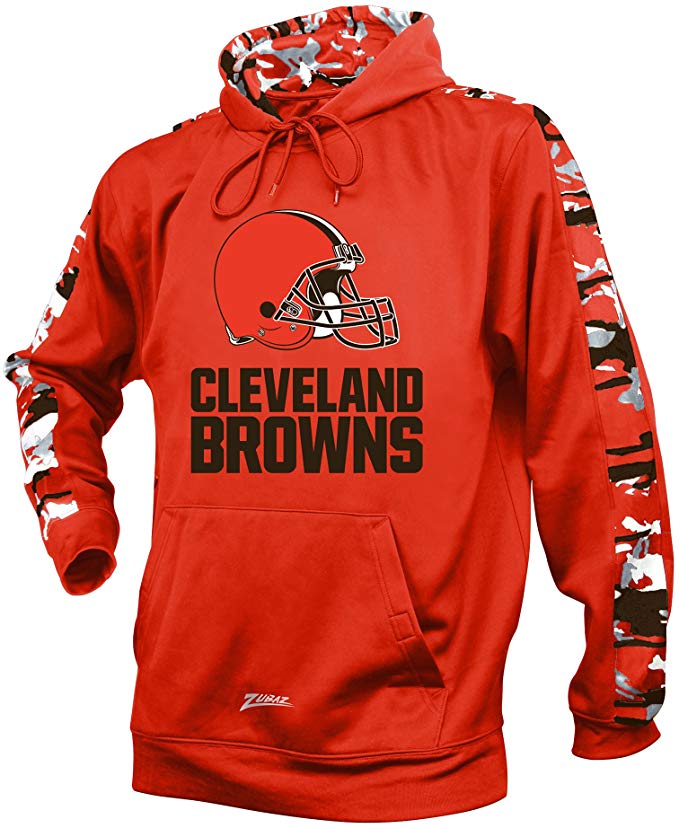 Zubaz NFL Men's Cleveland Browns Pullover Hoodie with Camo Print, Orange