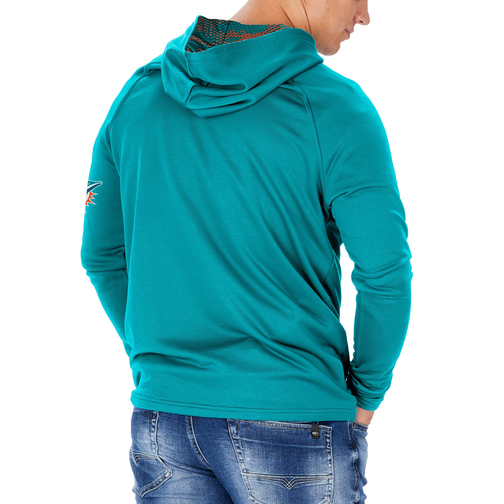 Zubaz Men's NFL Miami Dolphins Team Color Hoodie with Viper Print Details