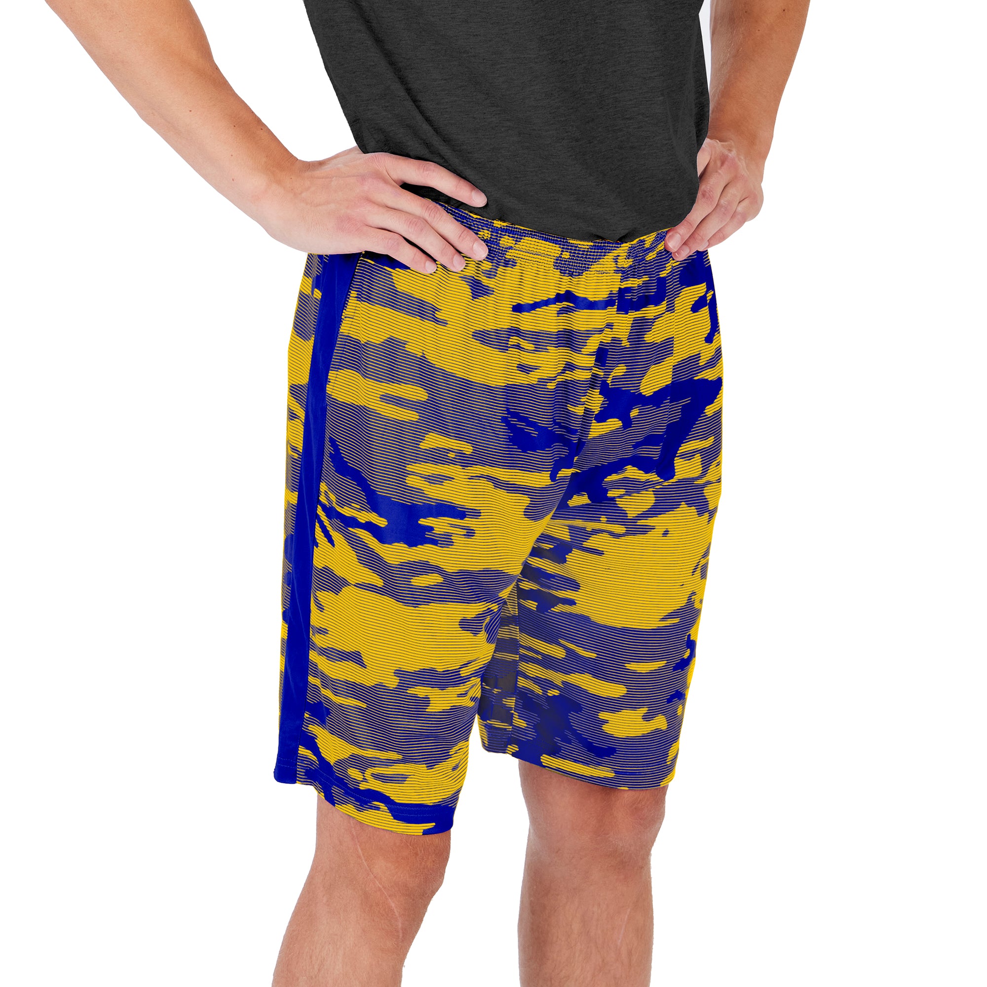 Zubaz Men's NFL Los Angeles Rams Lightweight Camo Lines Shorts with Logo