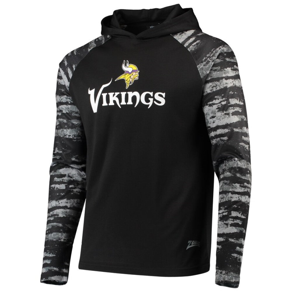 Zubaz NFL Men's Minnesota Vikings Oxide Raglan French Terry Pullover Hoodie