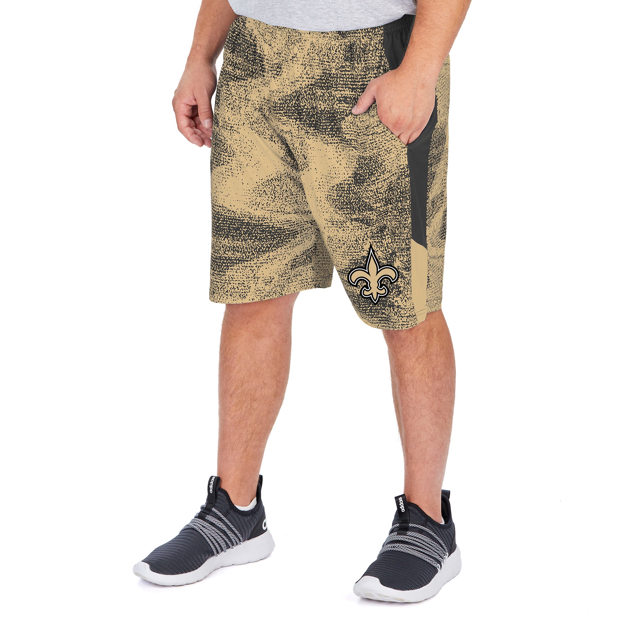 Zubaz NFL Men's New Orleans Saints Team Color Static Short With Side Panels