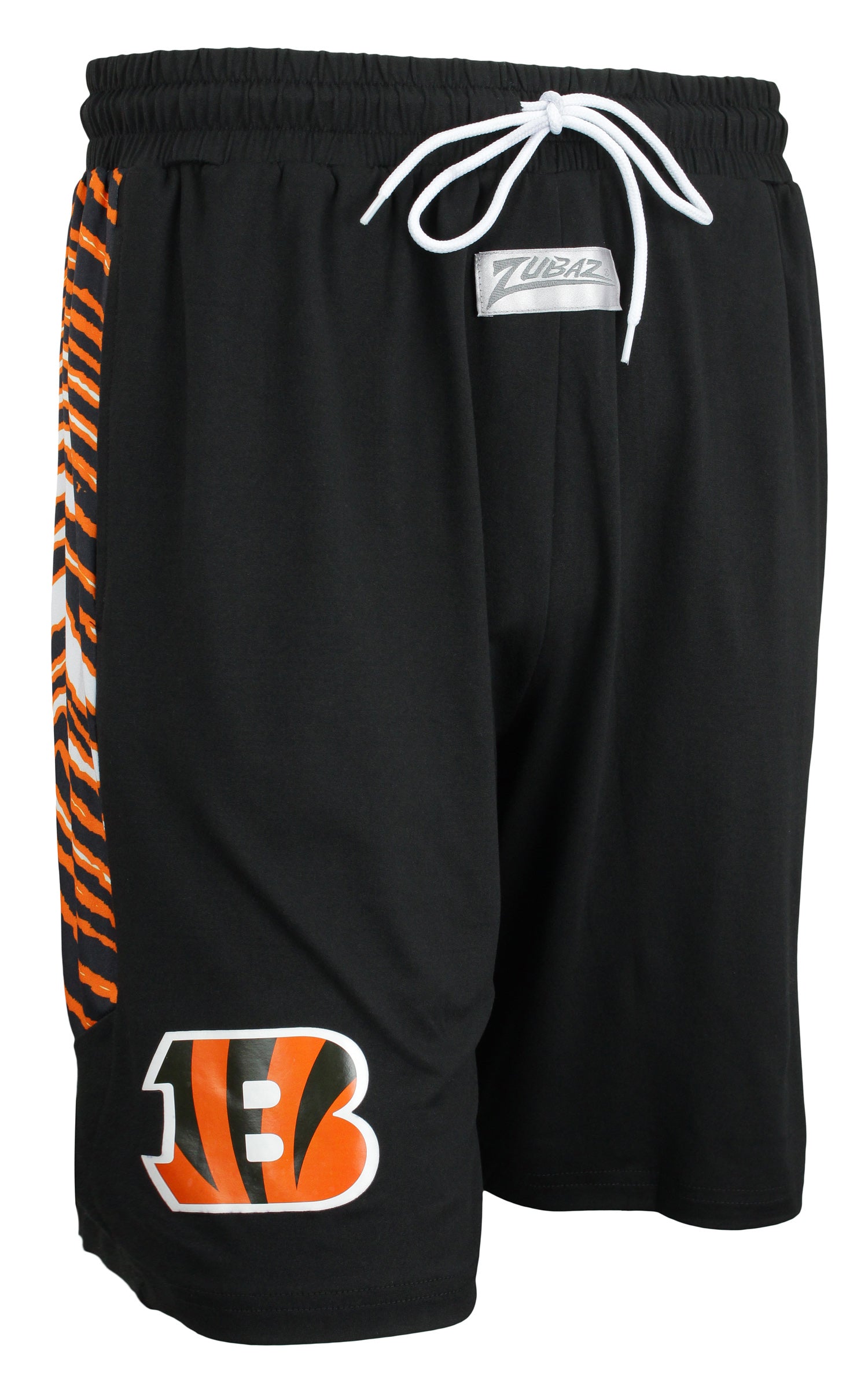 Zubaz NFL Men's Cincinnati Bengals Team Logo Zebra Side Seam Shorts, Black