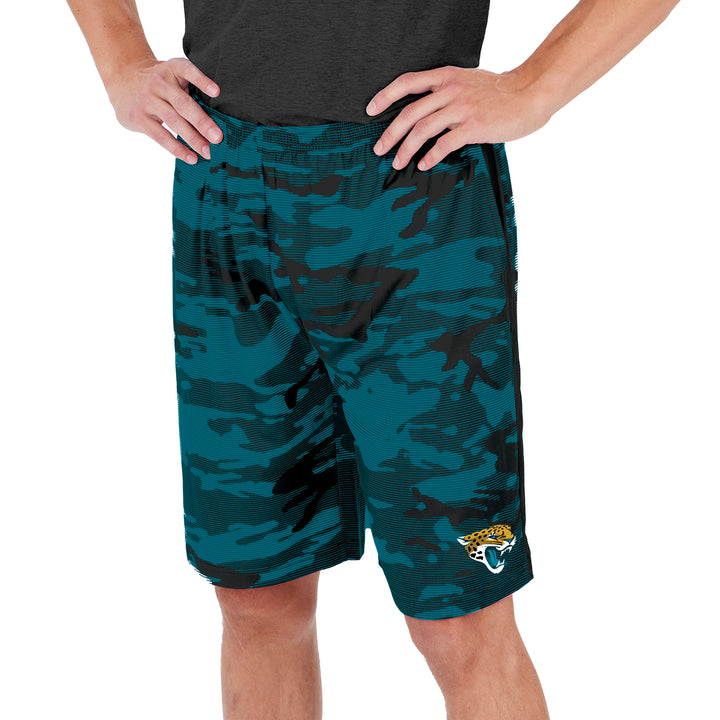 Zubaz Men's NFL Jacksonville Jaguars Lightweight Camo Lines Shorts with Logo