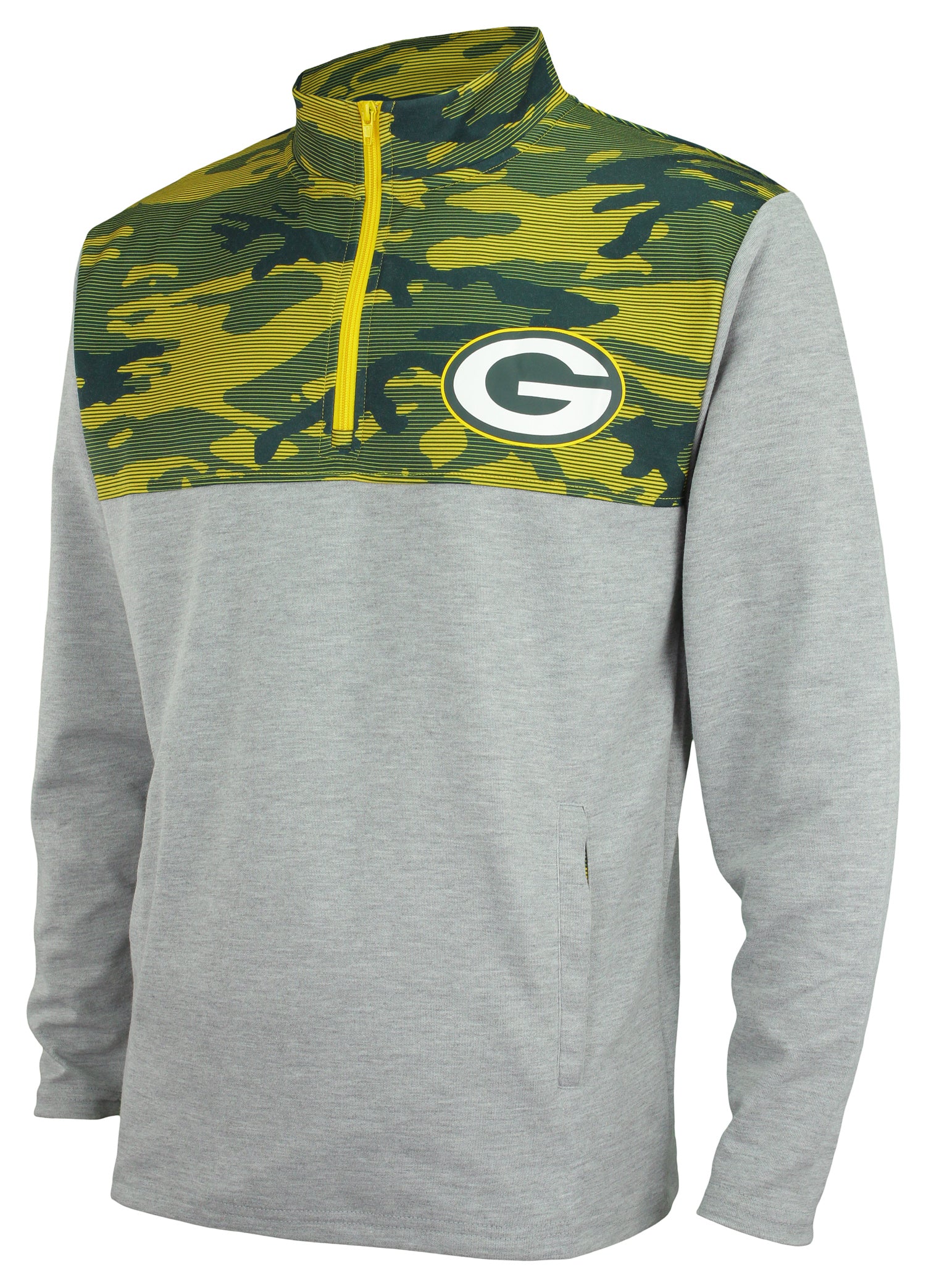 Zubaz Men's NFL Green Bay Packers 1/4 Zip Fleece Pullover with Camo Lines