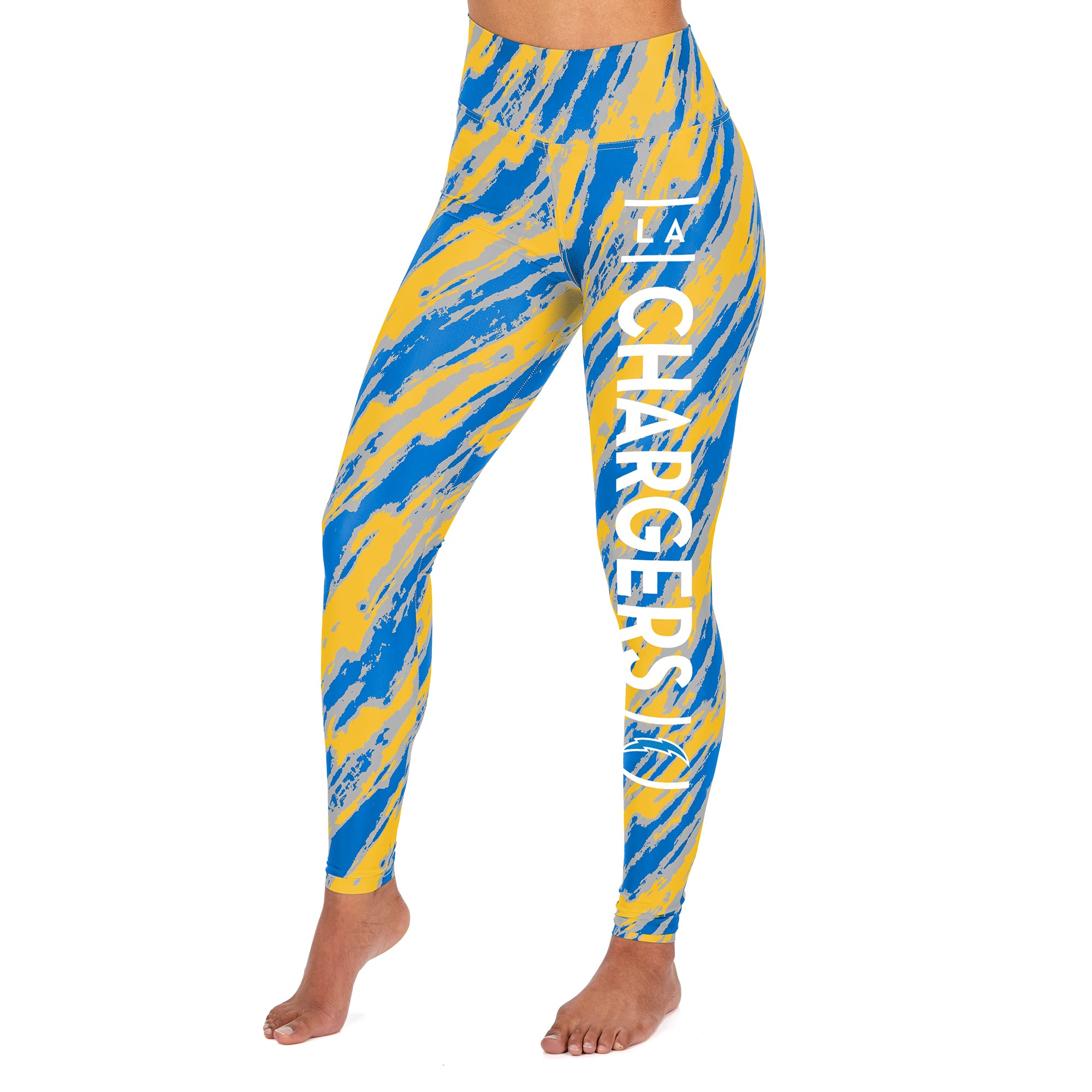 Zubaz NFL Women's Los Angeles Chargers Diagonal Streak Leggings