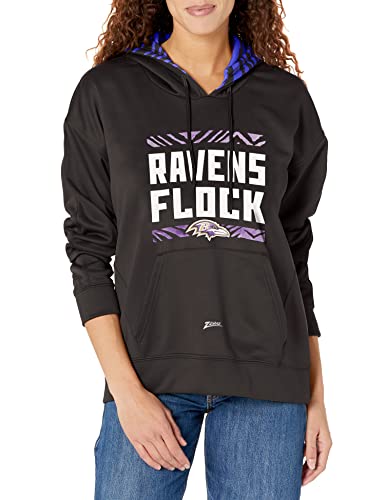 Zubaz NFL Women's Baltimore Ravens Solid Team Color Hoodie with Zebra Details