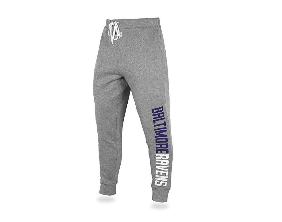 Zubaz NFL Men's Baltimore Ravens Solid Gray Team Logo Jogger Pants