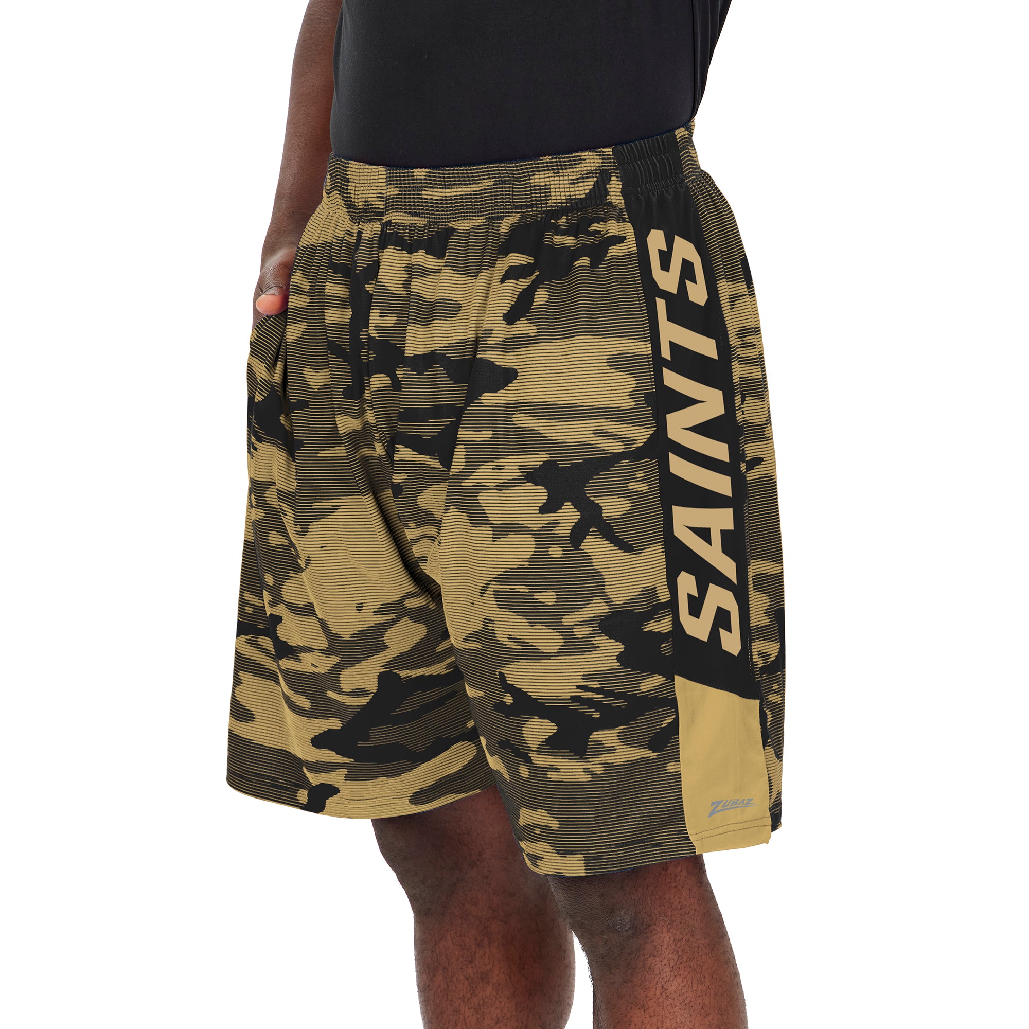 Zubaz Men's NFL New Orleans Saints Lightweight Shorts with Camo Lines