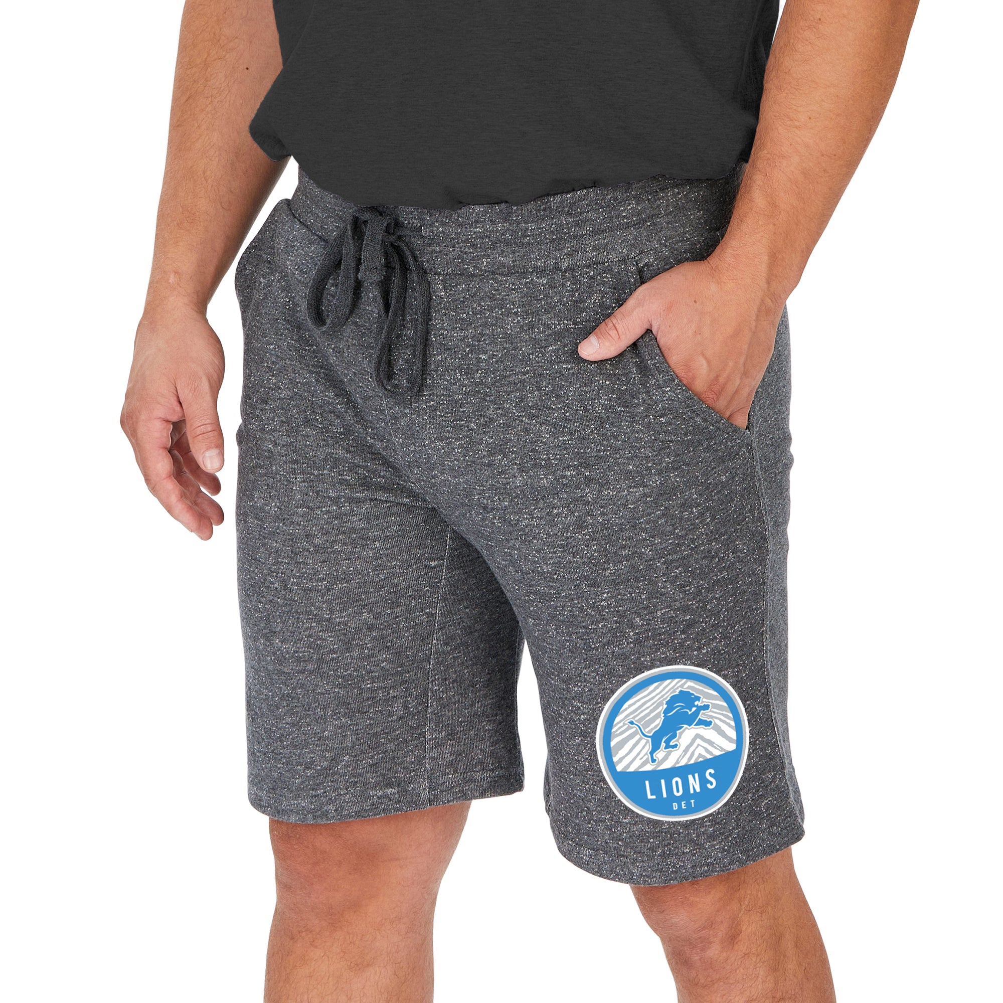 Zubaz NFL Men's Detroit Lions Sweat Short with Draw String, Gray