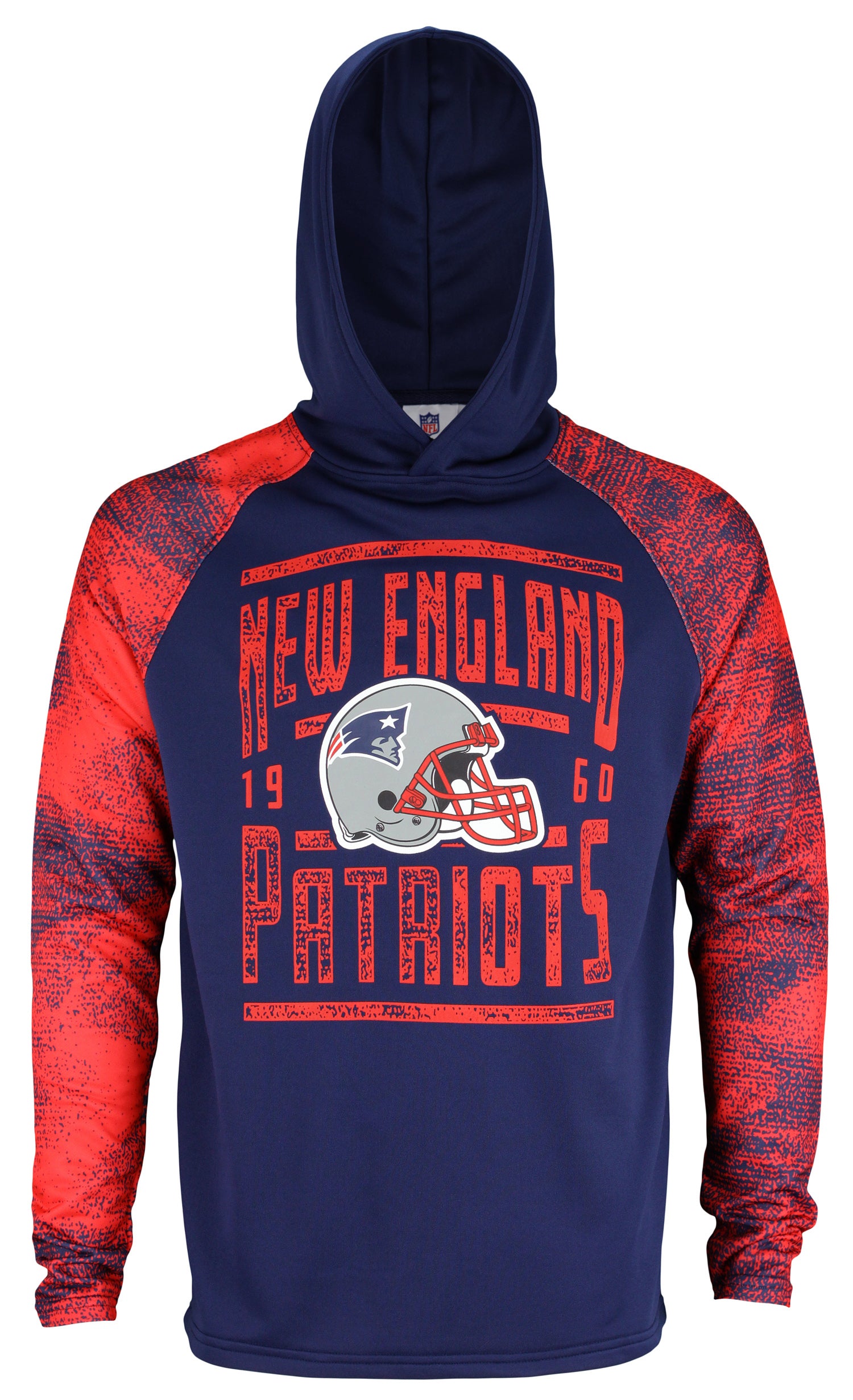 Zubaz NFL Men's New England Patriots Performance Light Weight Hoodie with Static Sleeves Size LARGE