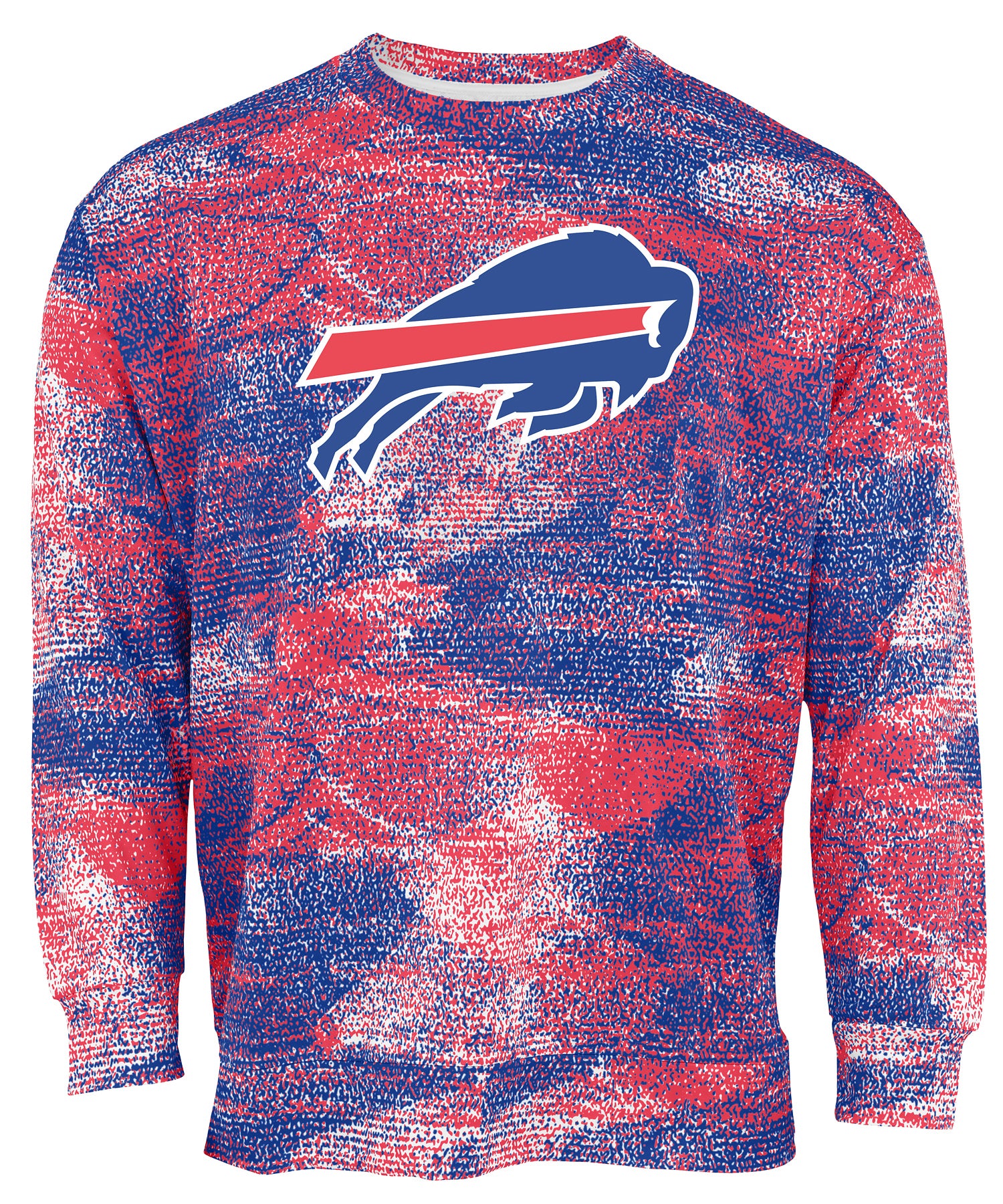 Zubaz NFL Men's Team Logo Static Crew Neck Sweatshirt Buffalo Bills