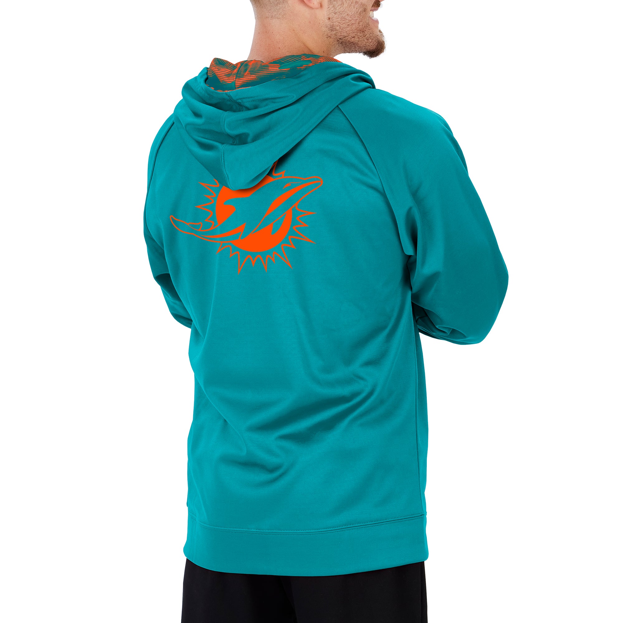 Zubaz NFL Men's Miami Dolphins  Team Camo Full Zip Camo Hoodie