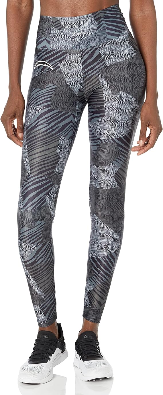 Zubaz Women's Los Angeles Chargers Tonal Black Patchwork Zebra Legging