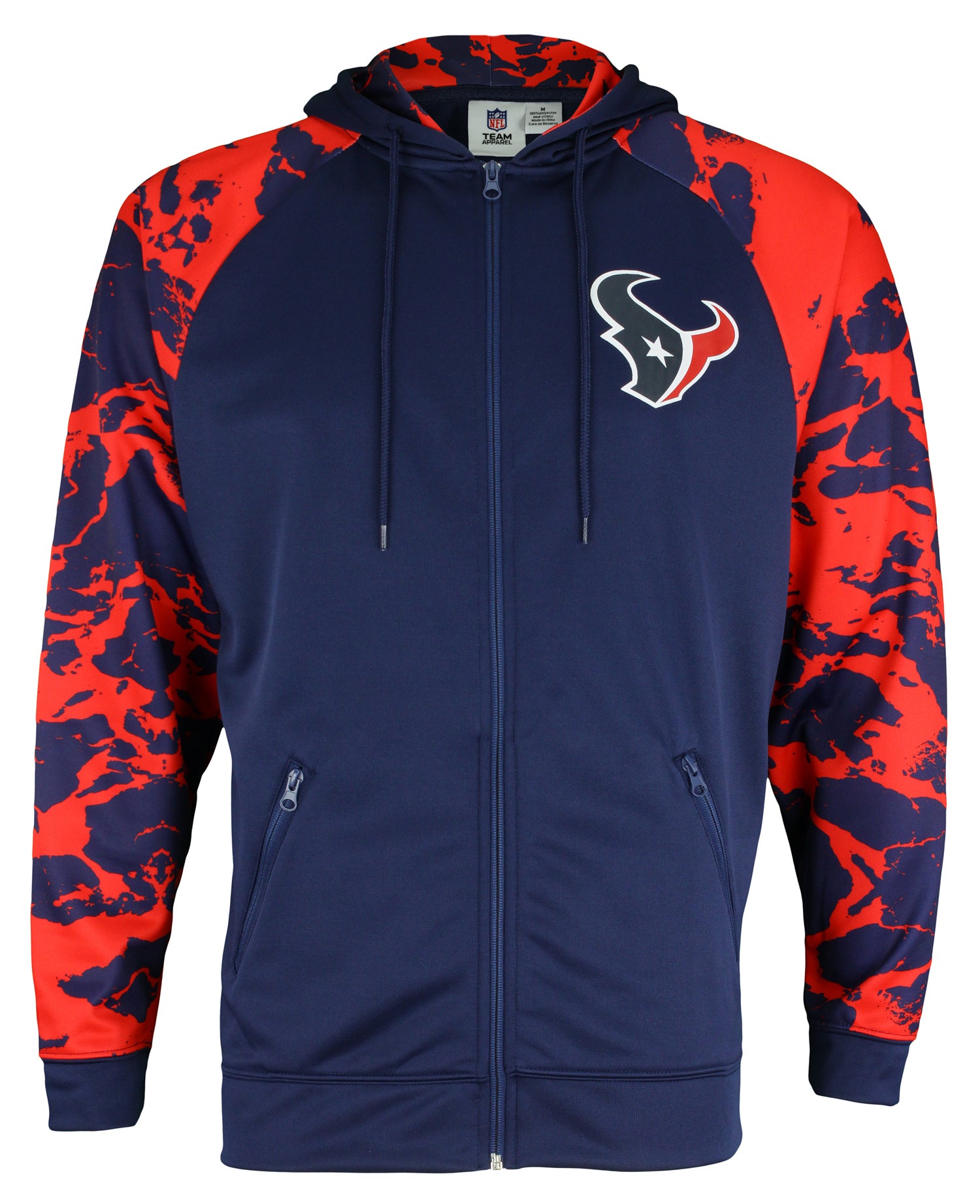 Zubaz NFL Men's Houston Texans Performance Full Zip Hoodie with Lava Sleeves Size LARGE