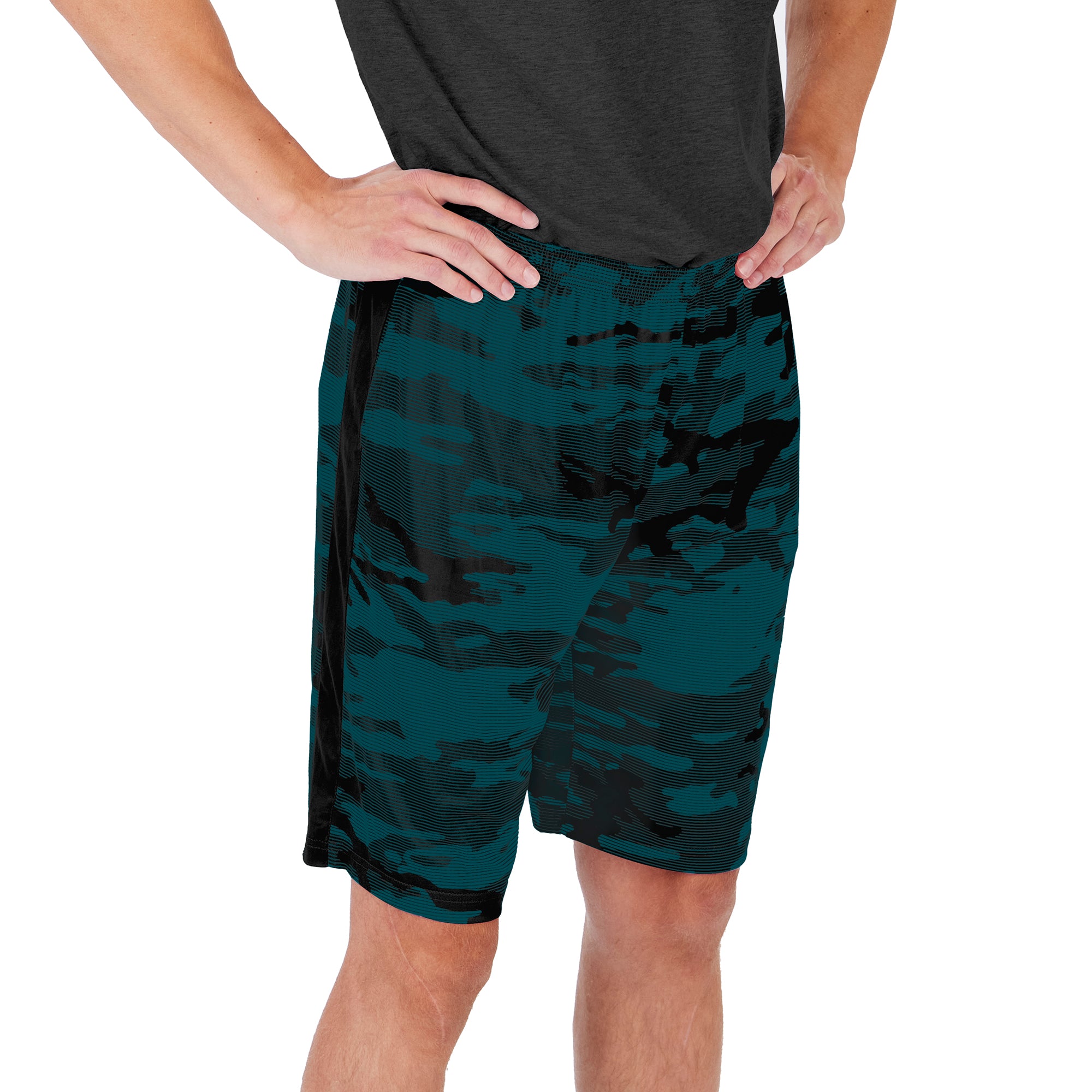 Zubaz Men's NFL Philadelphia Eagles Lightweight Camo Lines Shorts with Logo