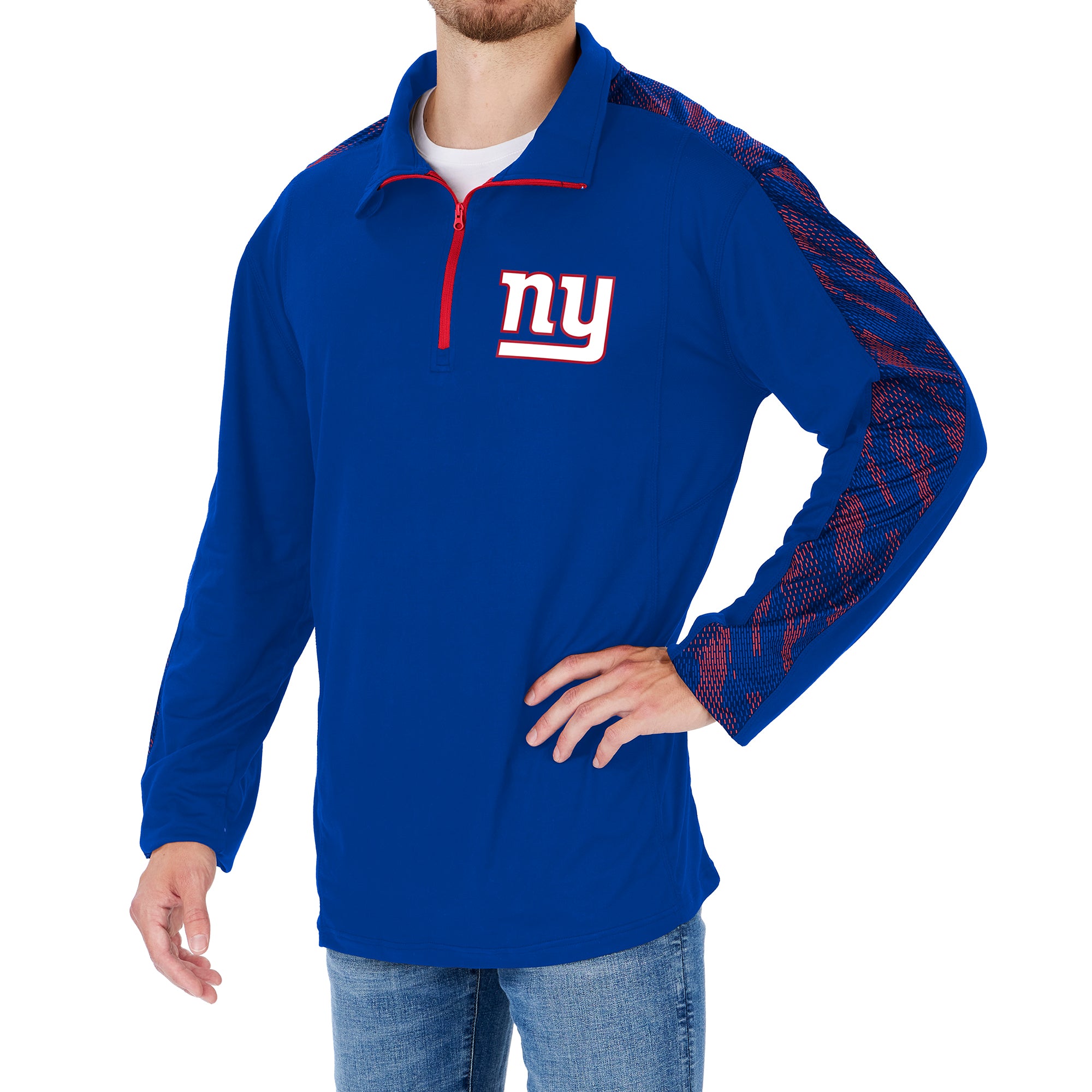 Zubaz NFL Men's New York Giants Elevated Team Viper 1/4 Zip Pullover