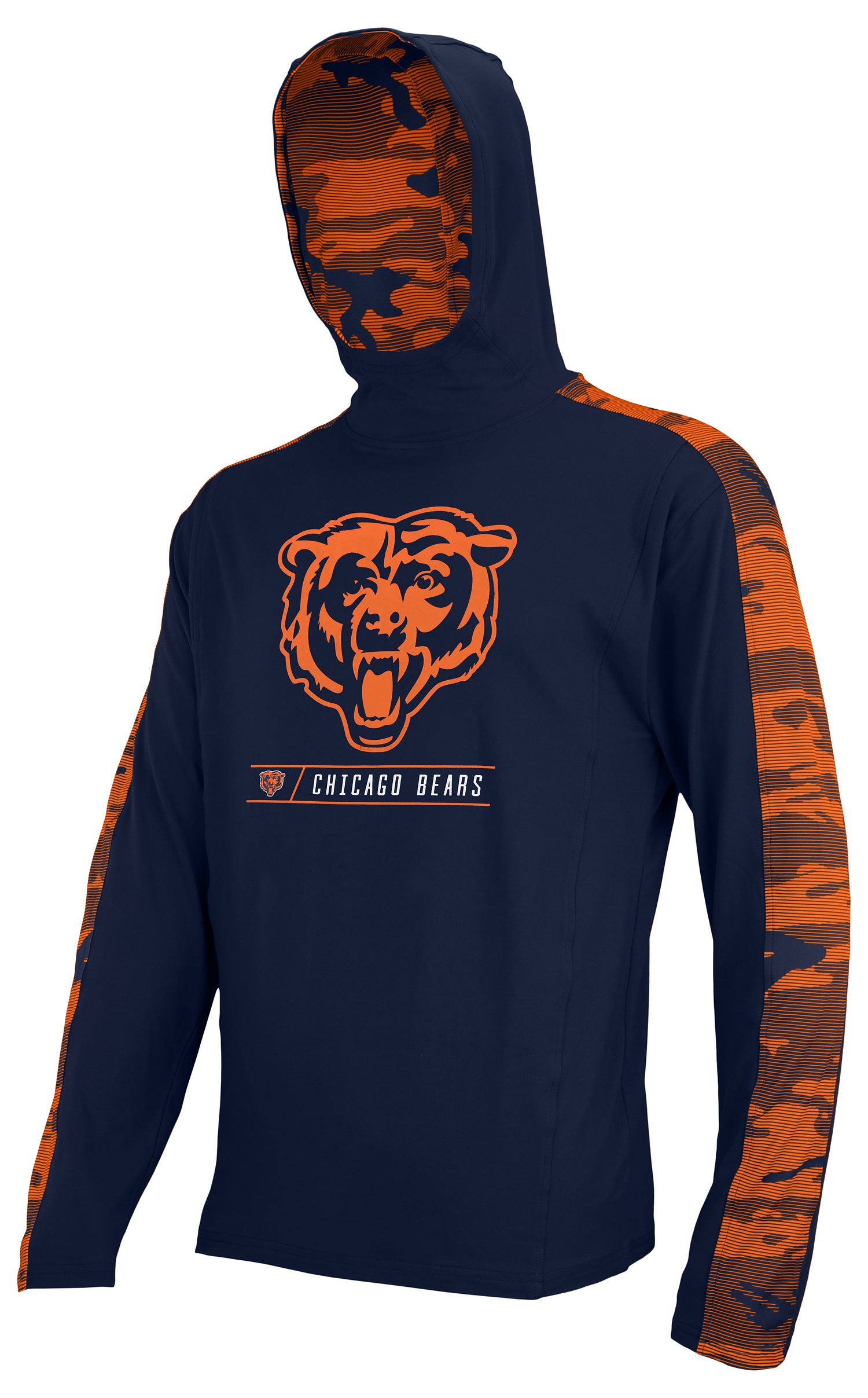 Zubaz NFL Men's Chicago Bears Team Color Block 1/4 Camo Lines Zip Hoodie