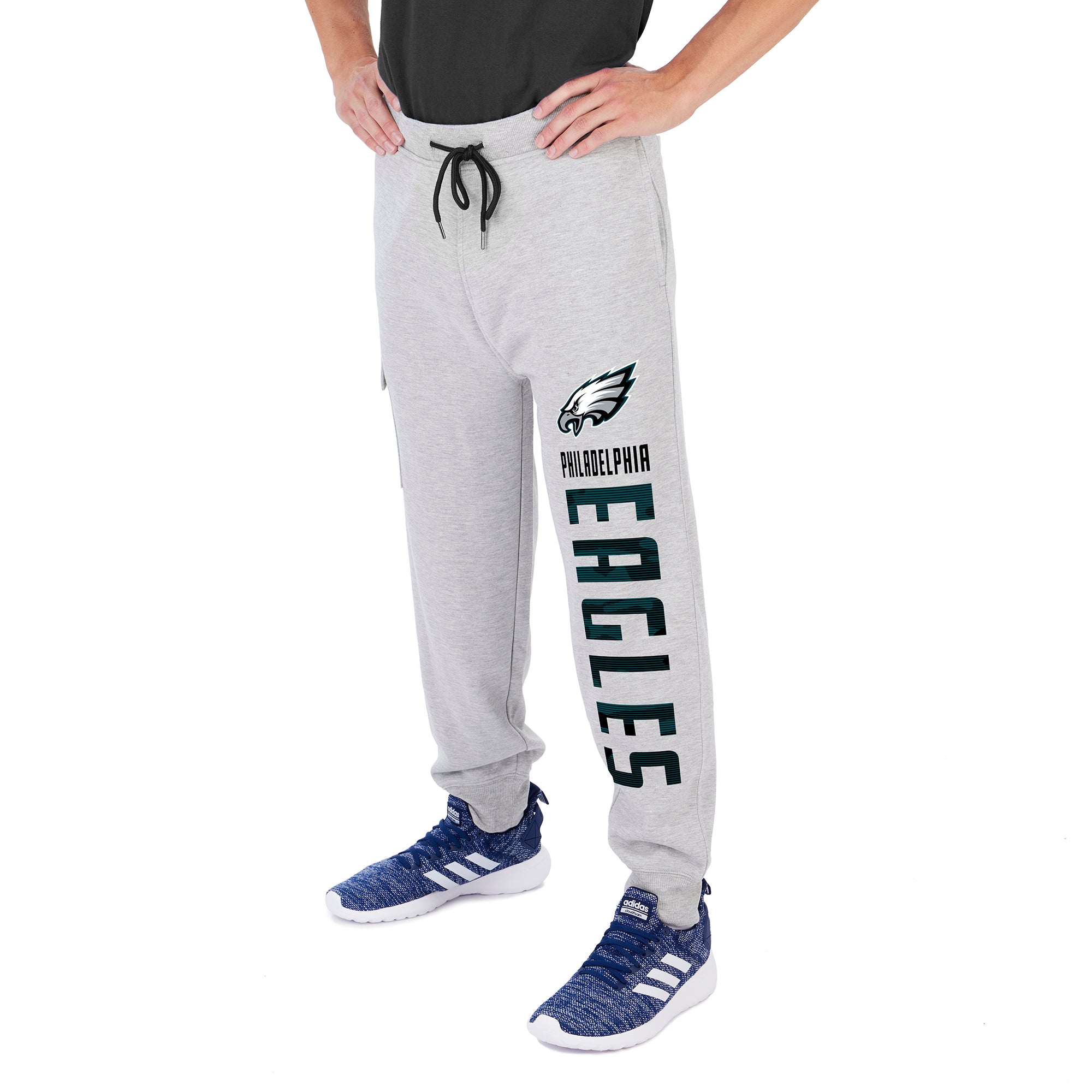 Zubaz Men's NFL Philadelphia Eagles Heather Gray Cargo Sweatpants