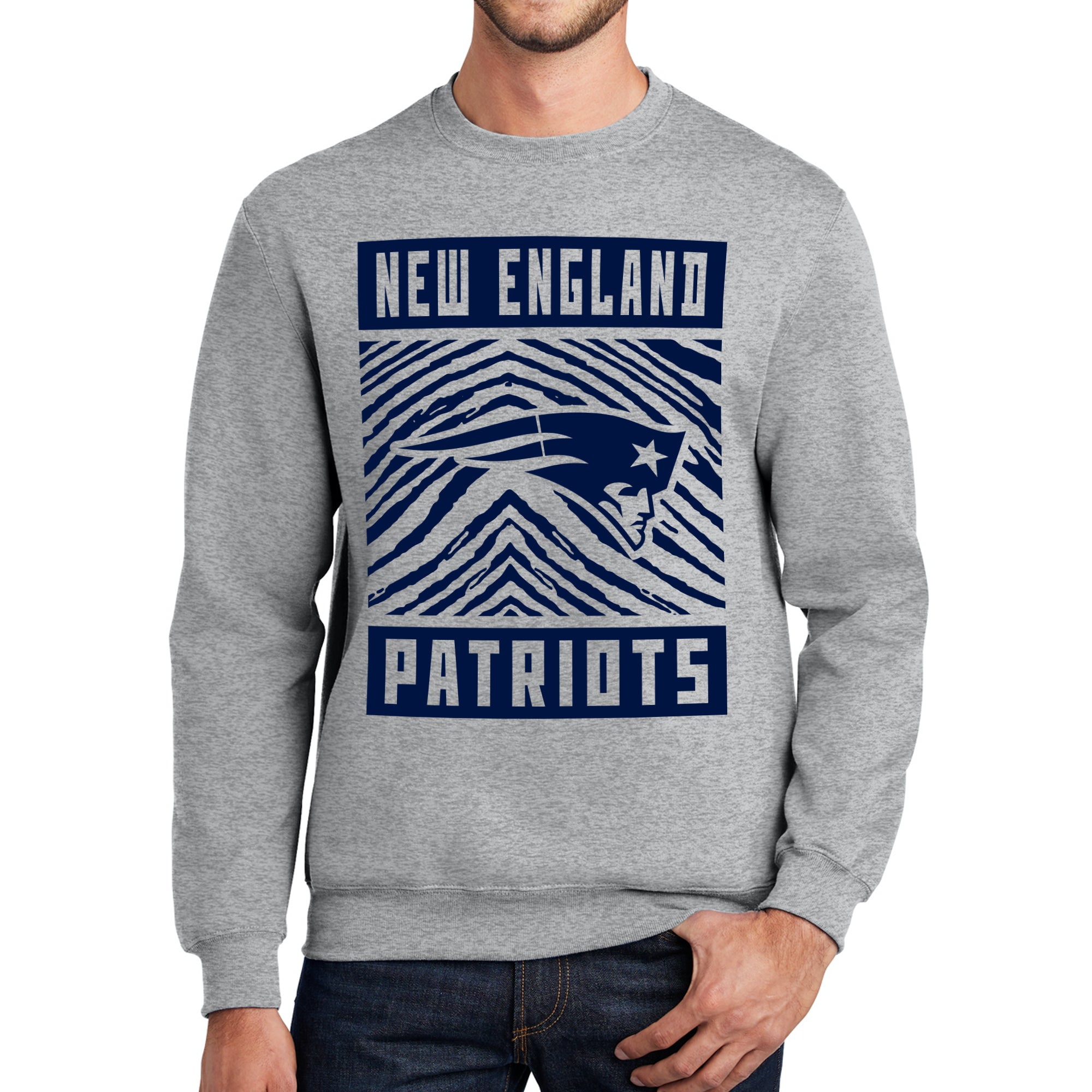 Zubaz NFL Men's Crewneck Sweatshirt With Zebra Graphic, New England Patriots