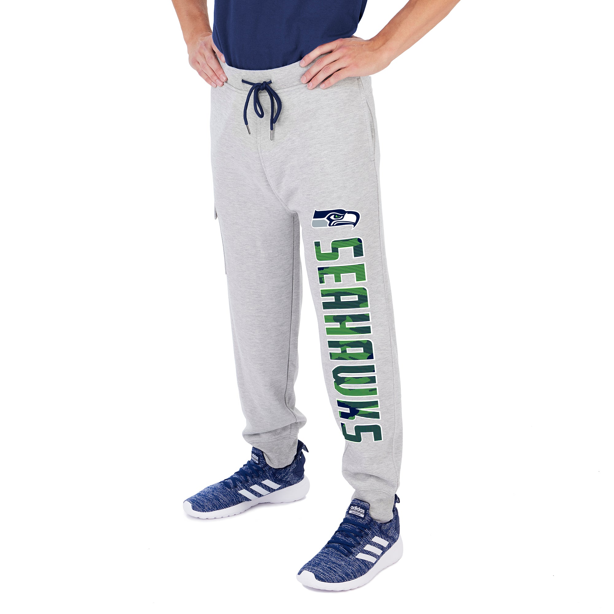 Zubaz Men's NFL Seattle Seahawks Heather Gray Cargo Sweatpants