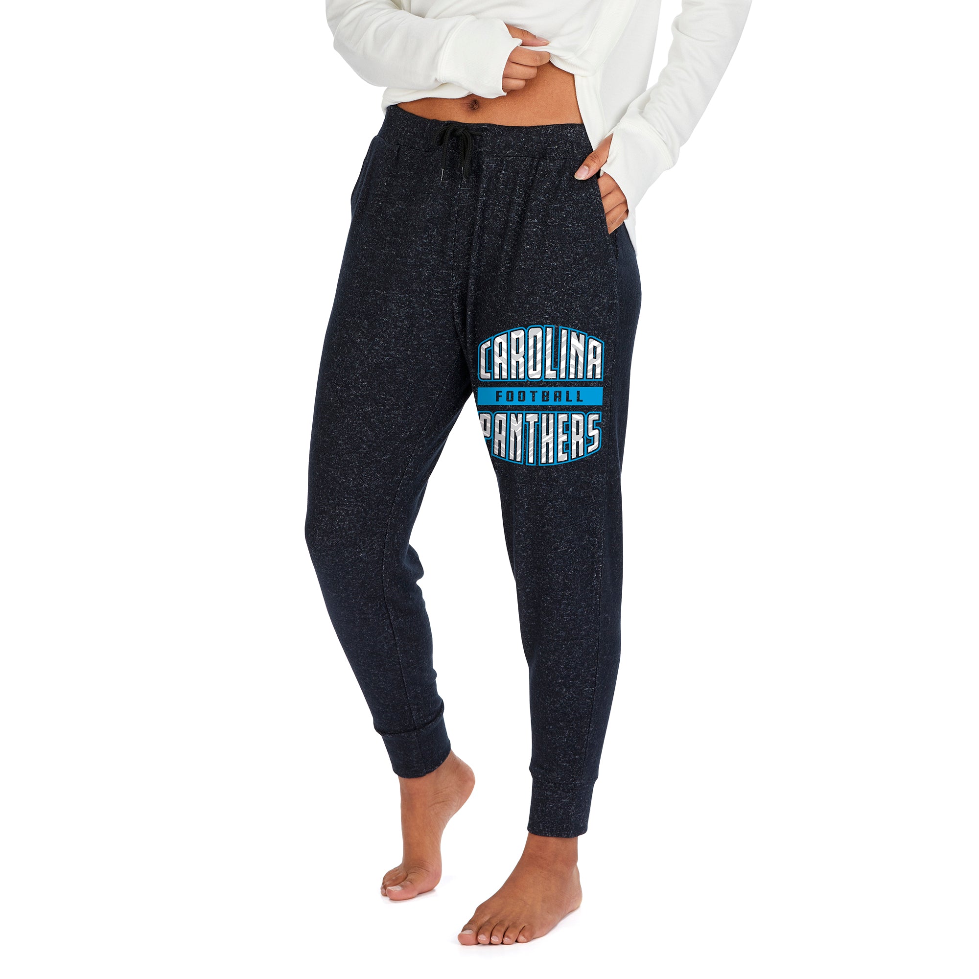 Zubaz Women's NFL Carolina Panthers Marled Lightweight Jogger Pant