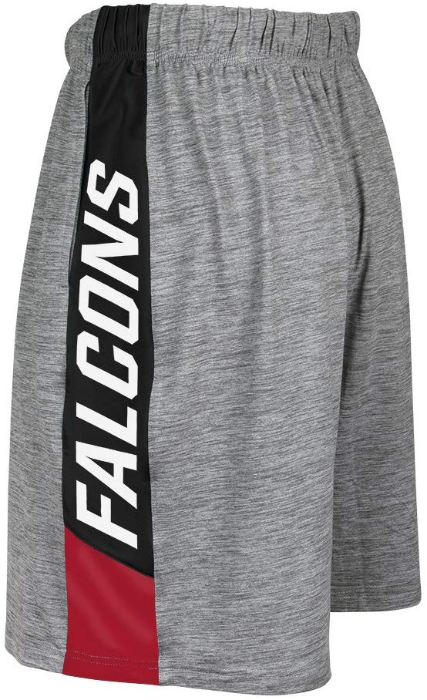 Zubaz NFL Football Men's Atlanta Falcons Tonal Gray Space Dye W/Solid Stripe Shorts