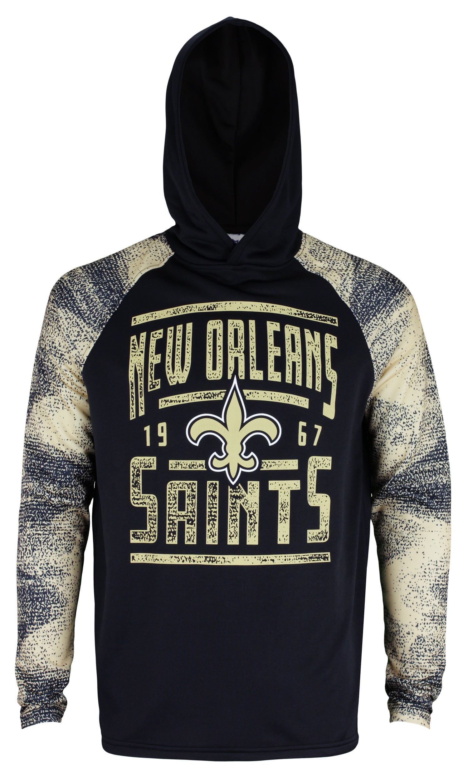 Zubaz NFL Men's New Orleans Saints Performance Light Weight Hoodie with Static Sleeves Size LARGE