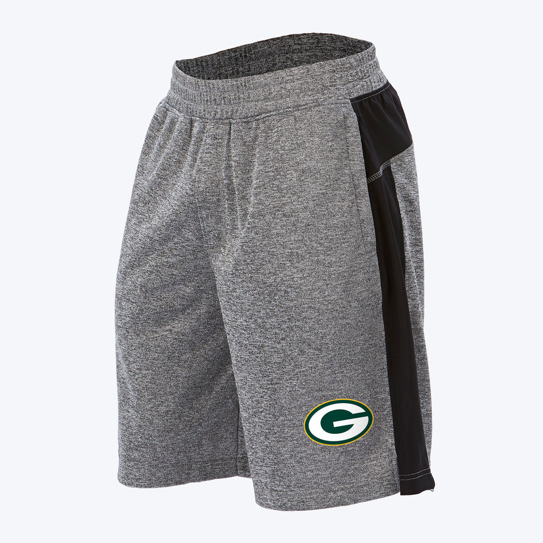 Zubaz NFL Men's Green Bay Packers Heather Gray French Terry Shorts