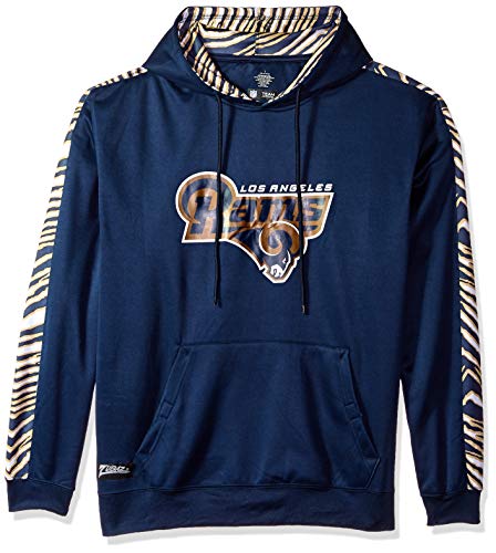 Zubaz NFL Men's Los Angeles Rams Zebra Pullover Hoodie, Navy