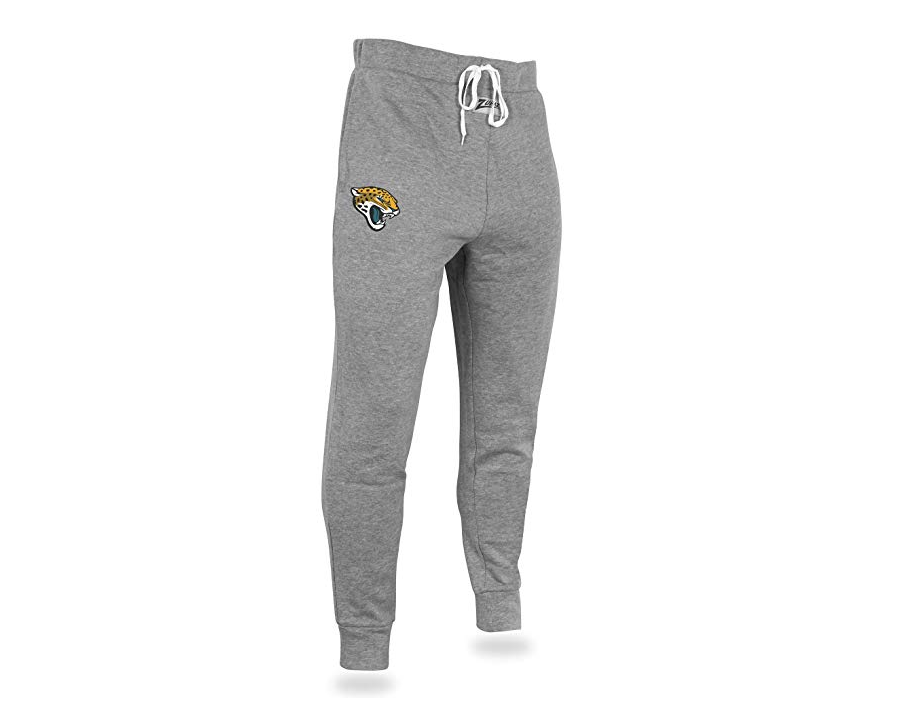 Zubaz NFL Men's Jacksonville Jaguars Solid Gray Team Logo Jogger Pants
