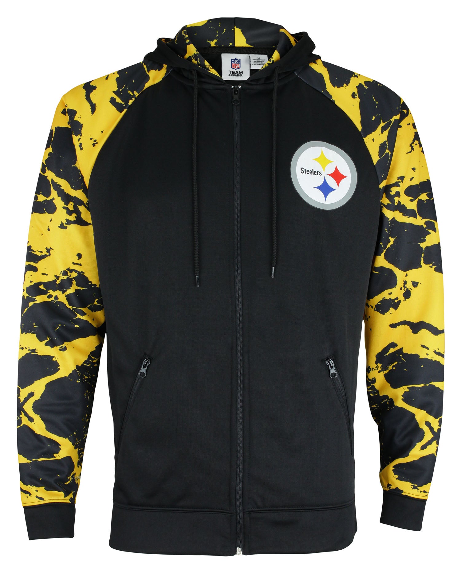 Zubaz NFL Men's Pittsburgh Steelers Performance Full Zip Hoodie with Lava Sleeves
