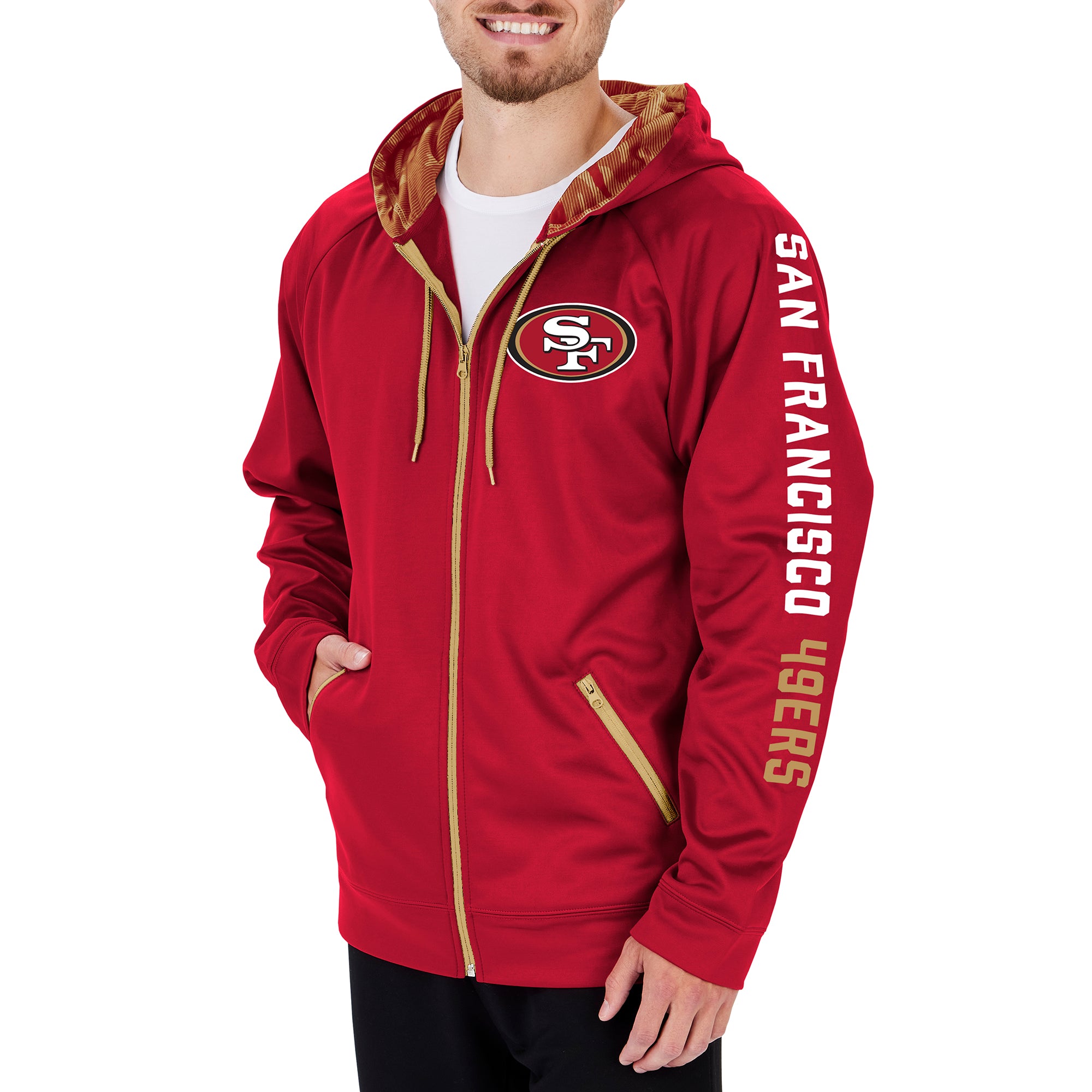 Zubaz Men's NFL San Francisco 49ers Full Zip Camo Hoodie