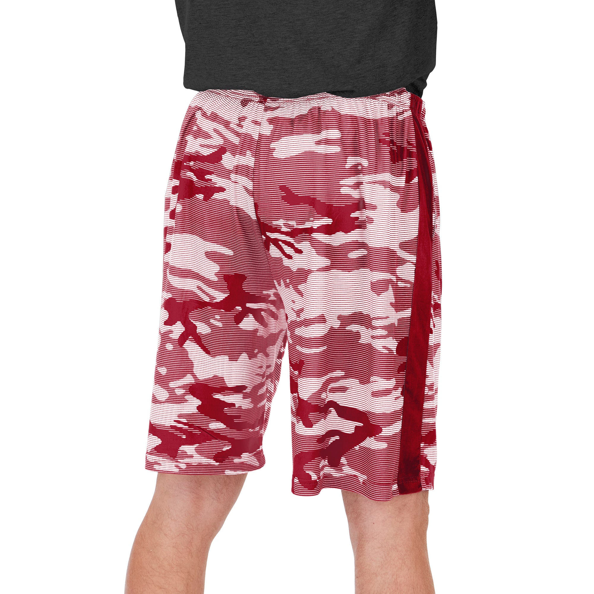 Zubaz NFL Men's ARIZONA CARDINALS MAROON/WHITE CAMO LINES SHORT W/ SIDE STRIPE Large