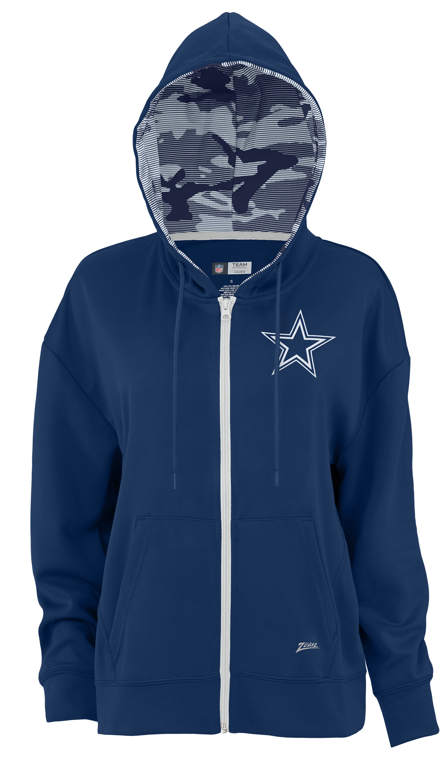 Zubaz NFL Women's Standard Full Zip Hoodie Dallas Cowboys