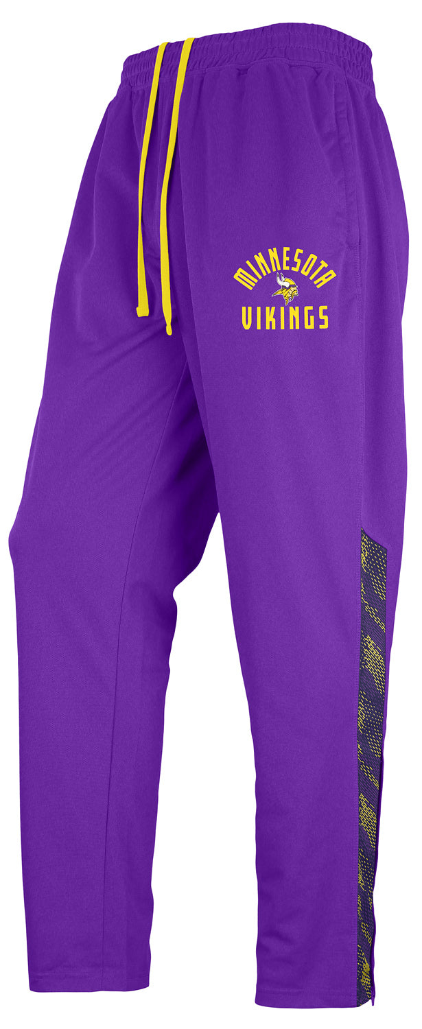 Zubaz NFL Men's MINNESOTA VIKINGS SOLID TEAM COLOR ELEVATED JACQUARD TRACK PANT W/ VIPER ACCENT Small