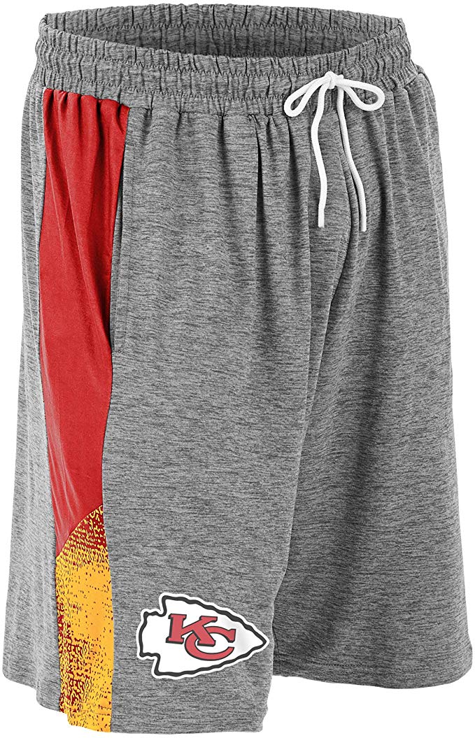 Zubaz NFL Football Mens Kansas City Chiefs Gray Space Dye Shorts