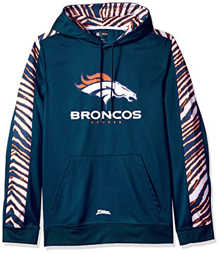 Zubaz NFL Men's Denver Broncos Zebra Pullover Hoodie, Navy