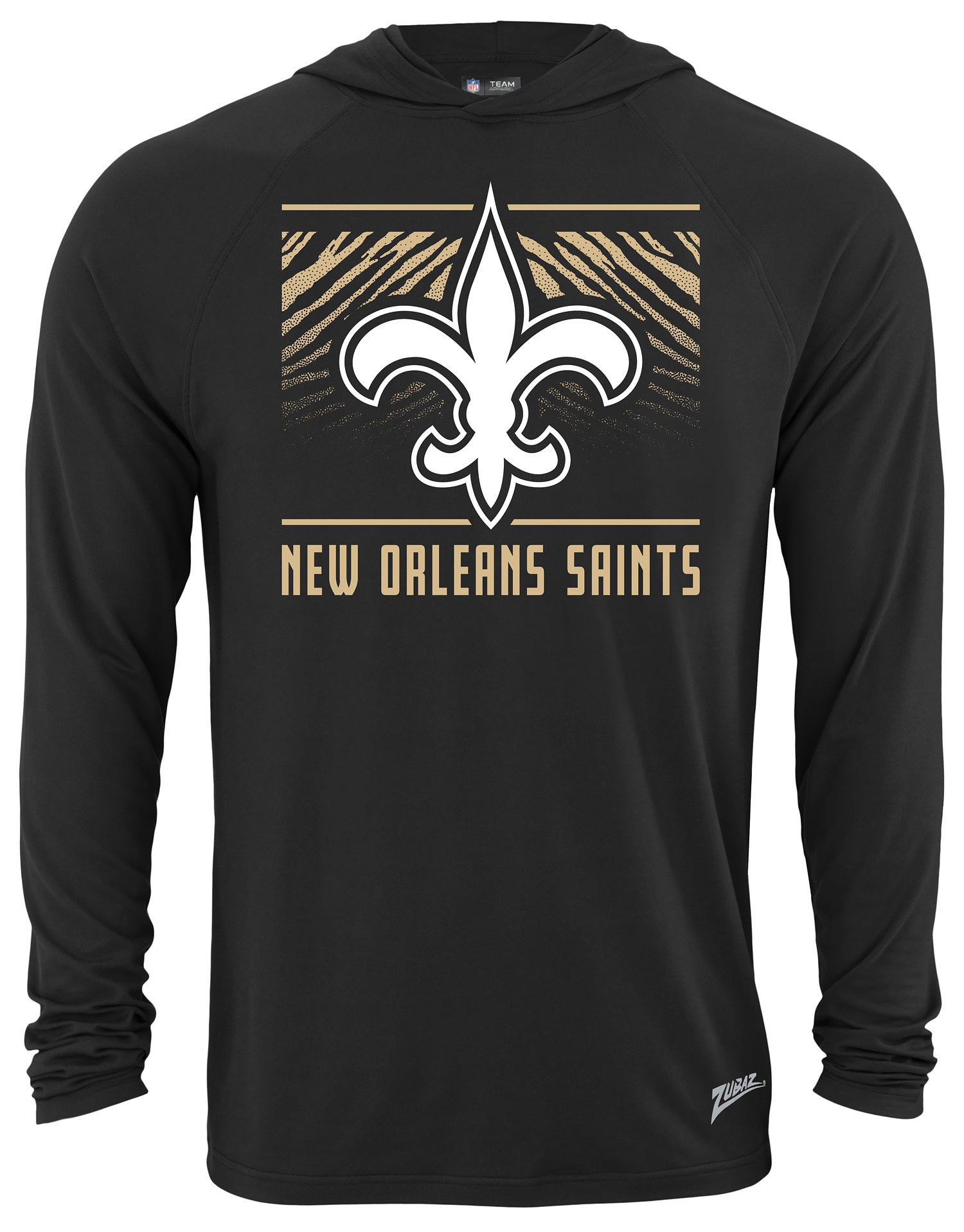 Zubaz NFL Men's Light Weight Team Color Hoodie, Alternate Tunnel Logo, New Orleans Saints