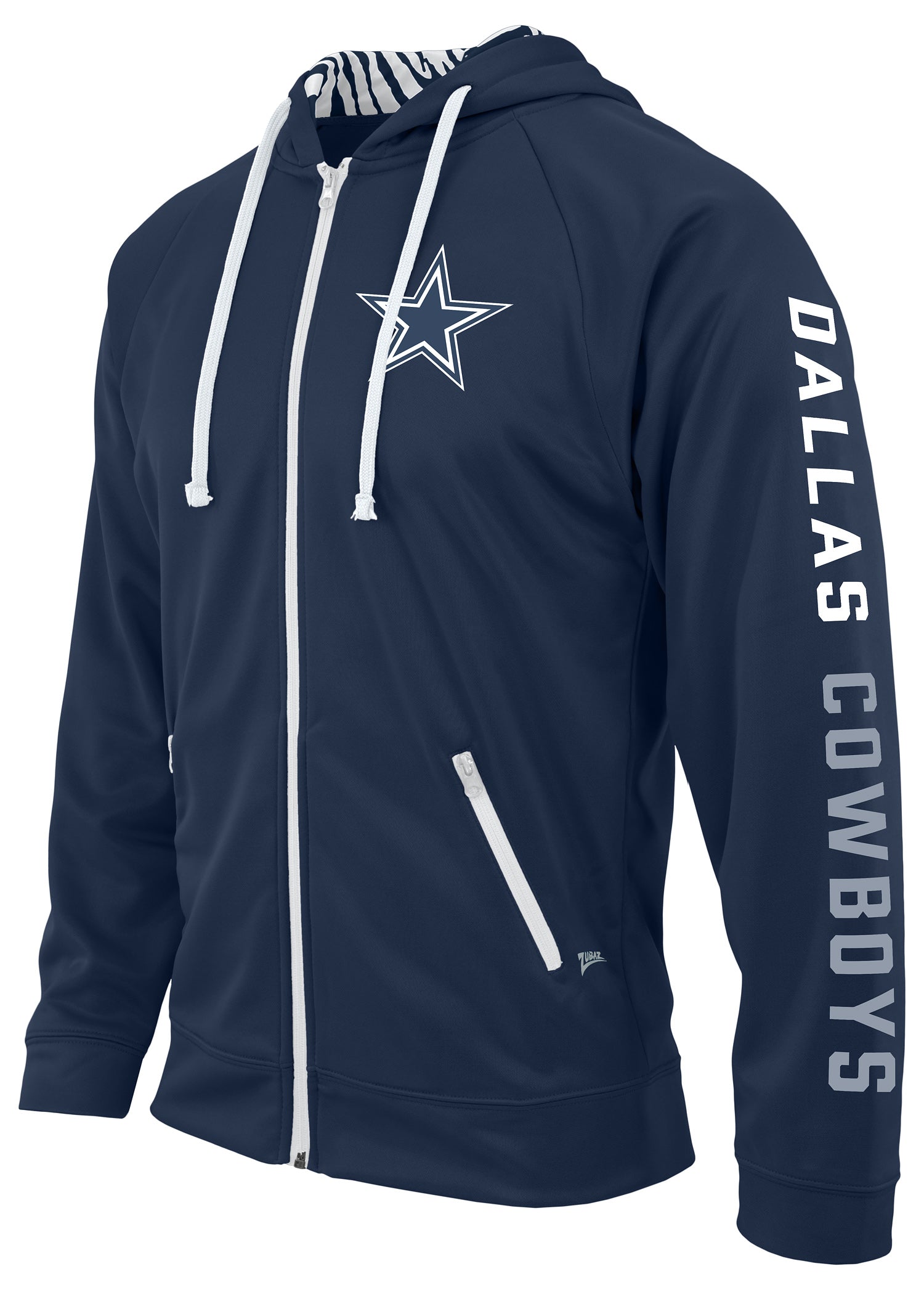 Zubaz NFL Men's Team Name and Logo Full Zip Hoodie Dallas Cowboys