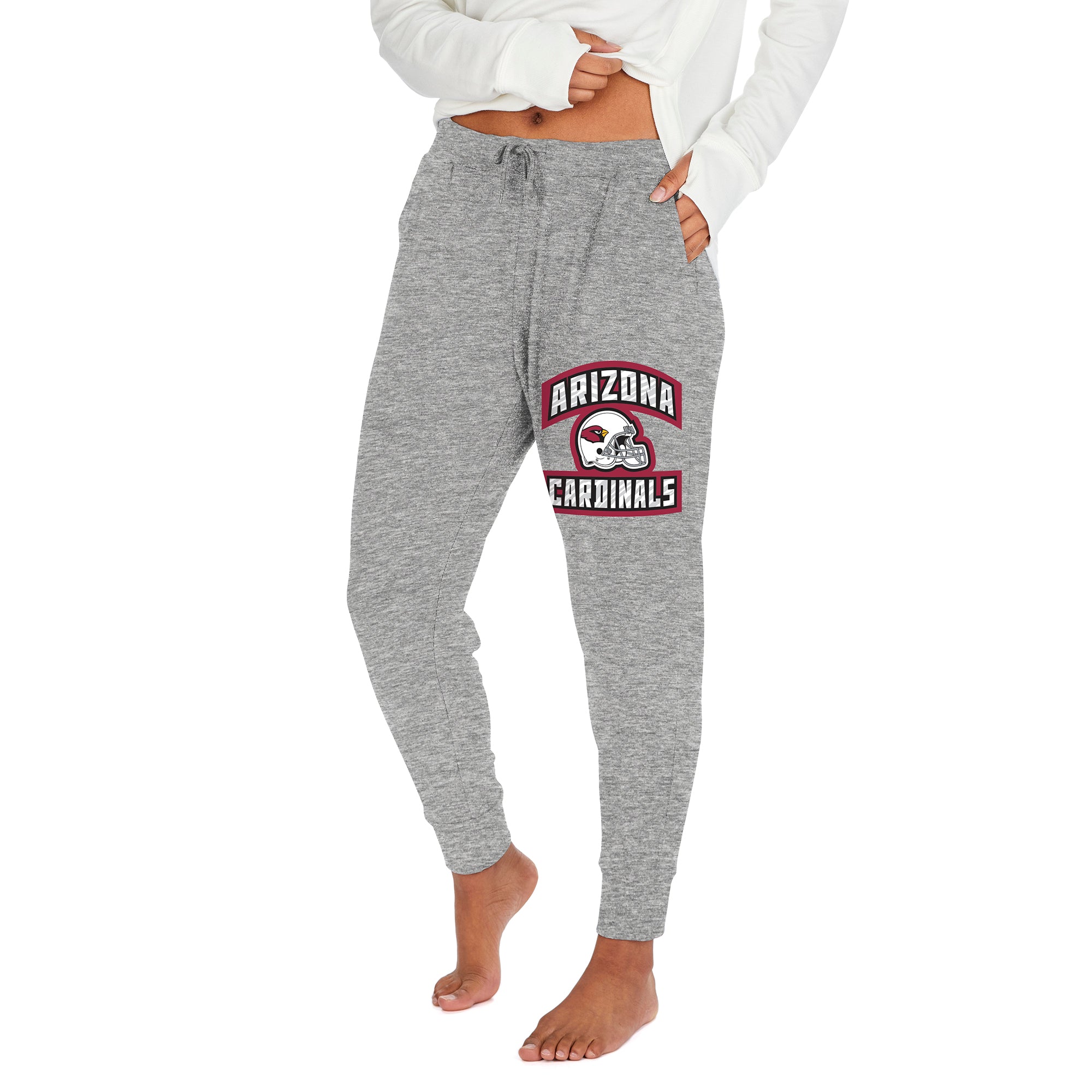 Zubaz NFL Women's Arizona Cardinals Marled Gray Soft Jogger