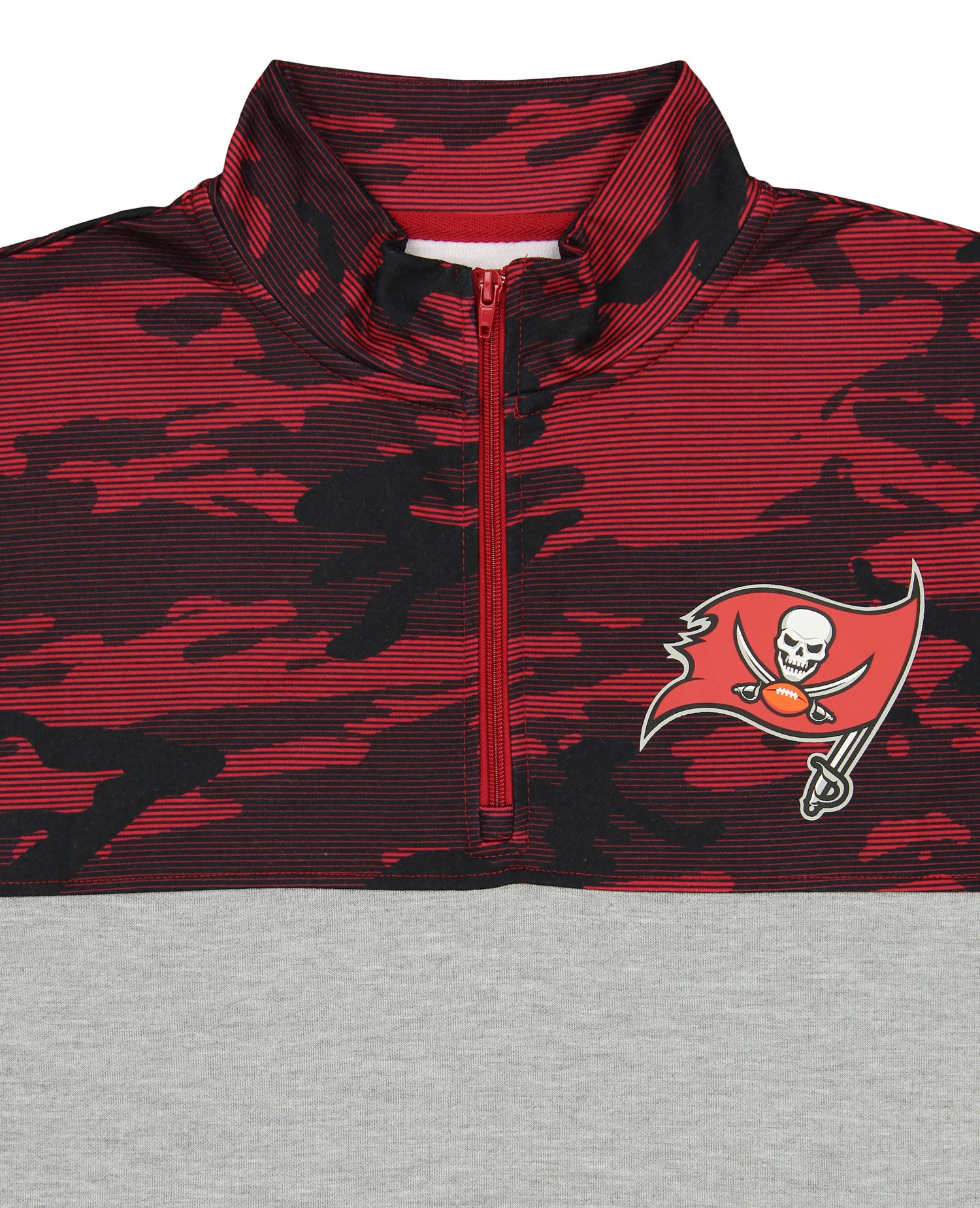 Zubaz Men's NFL Tampa Bay Buccaneers 1/4 Zip Fleece Pullover with Camo Lines