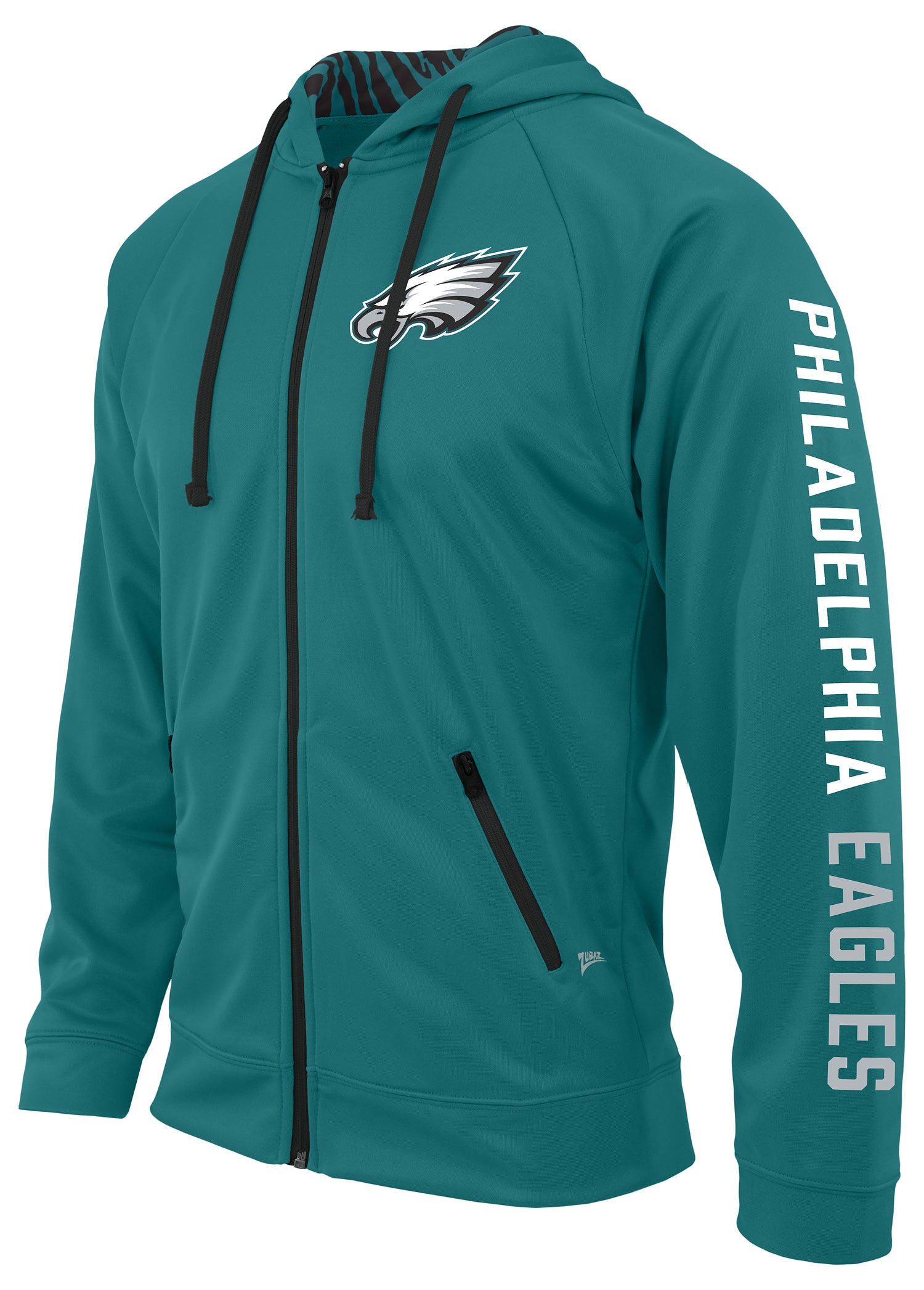 Zubaz NFL Men's Team Name and Logo Full Zip Hoodie Philadelphia Eagles