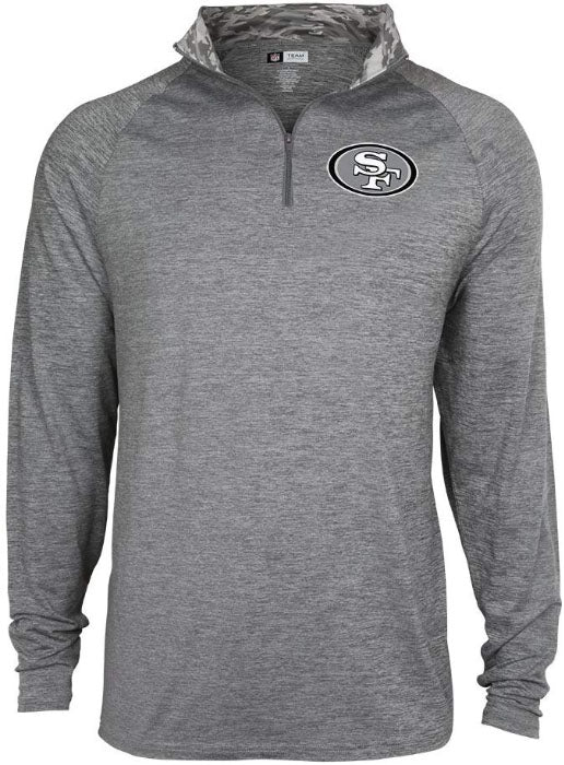 Zubaz NFL Football Men's San Francisco 49ers Tonal Gray Quarter Zip Sweatshirt