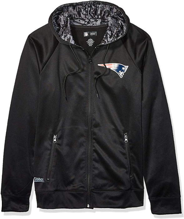 Zubaz NFL Men s New England Patriots Full Zip Digital Camo Hood Hoodie Black Large