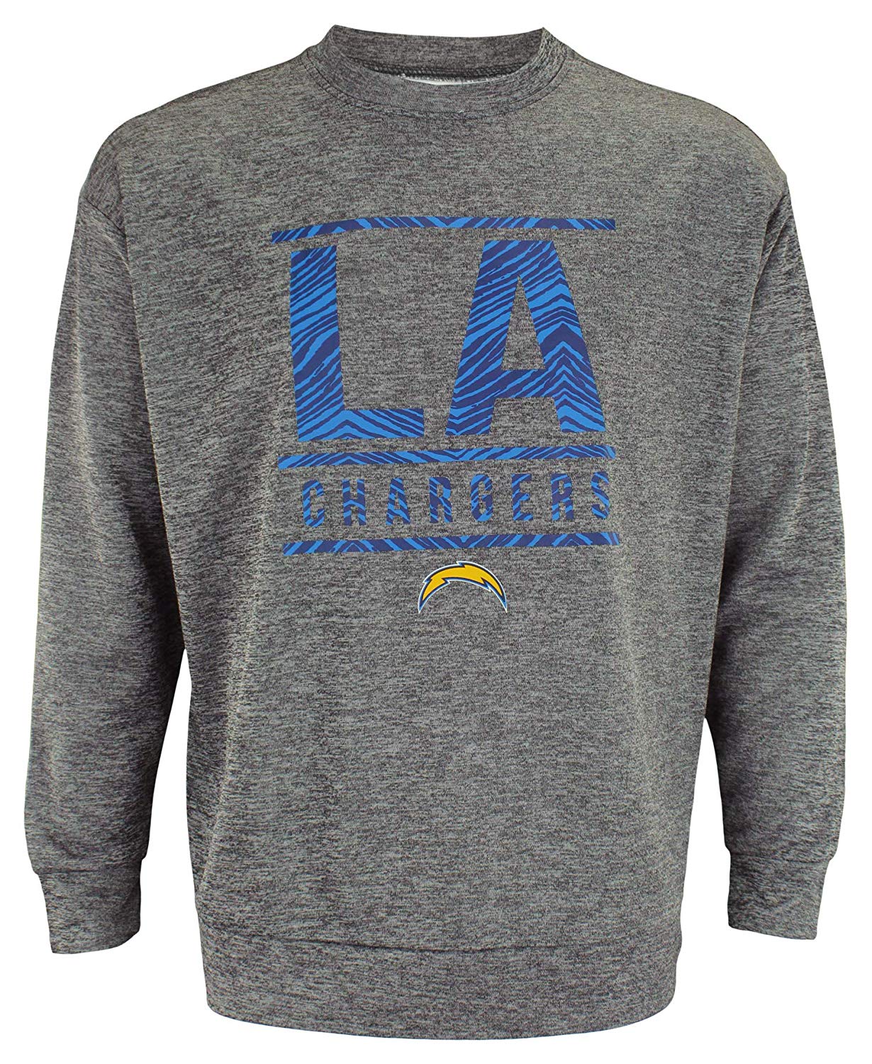 Zubaz NFL Los Angeles Chargers Men Lightweight French Terry Crew Neck Sweatshirt